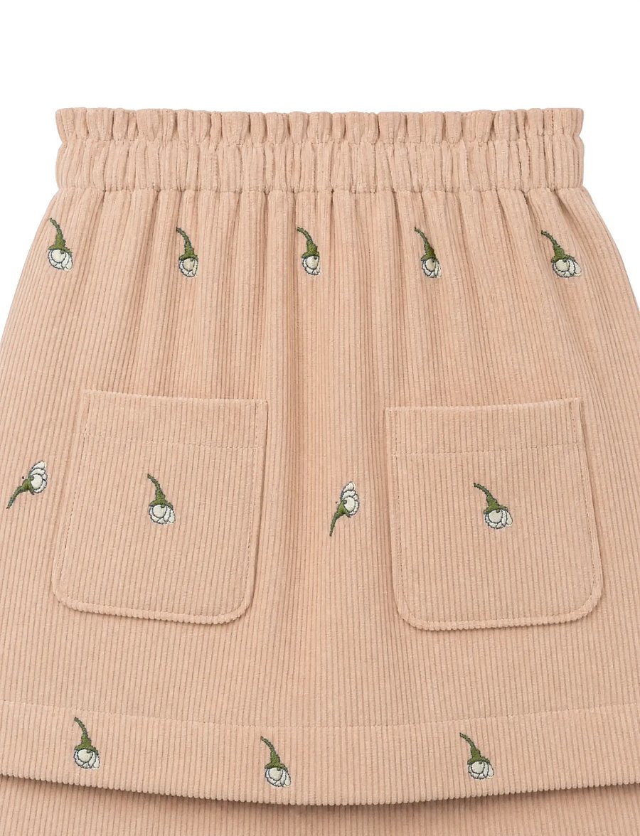LouieLouie - Claire Skirt - Courdroy - Īsi svārki - white flowers rose- emb - 3