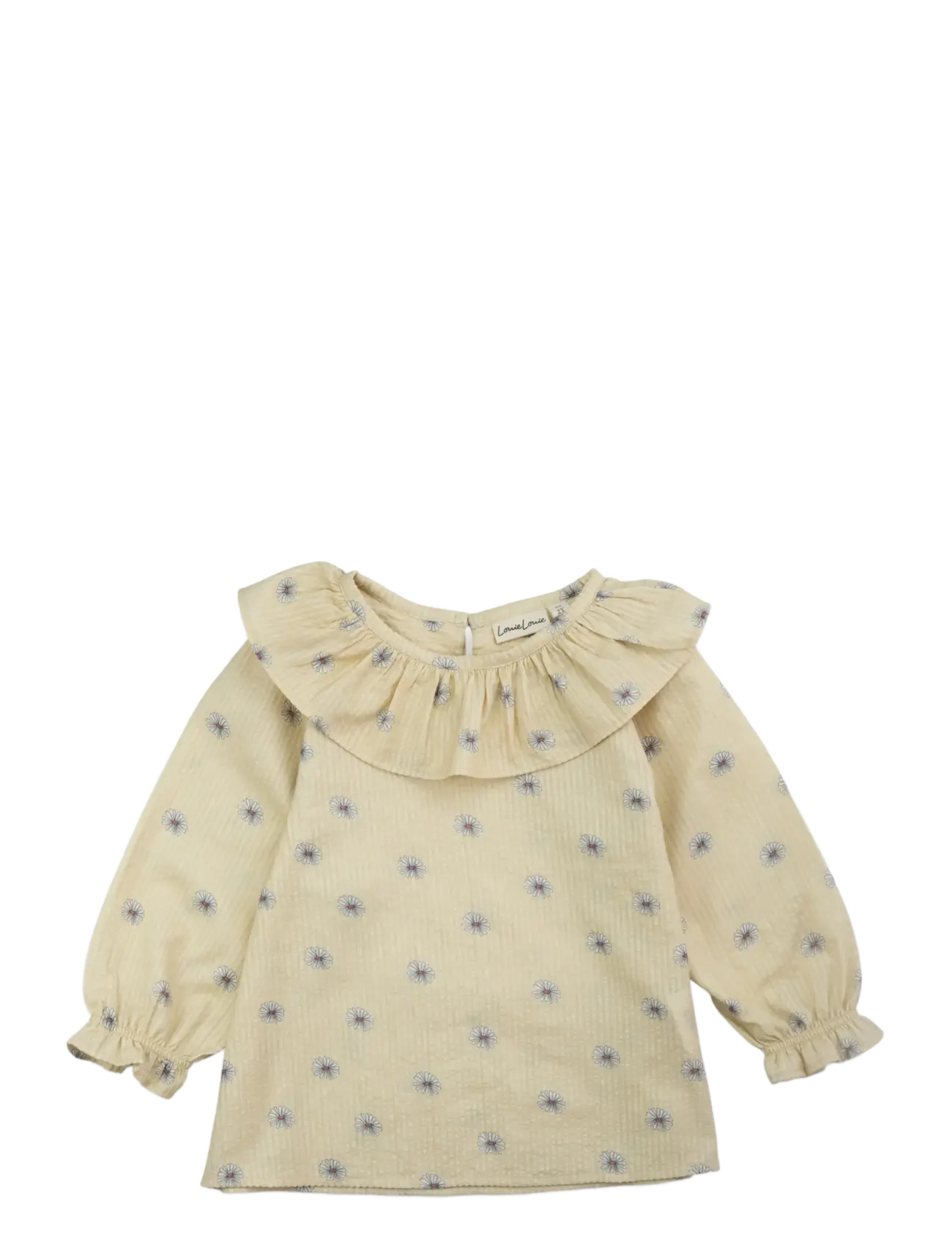 LouieLouie Elinor Ruffle Blouse - Seersucker, 92, Cream, Overdele > Bluser & Tunikaer, Børn