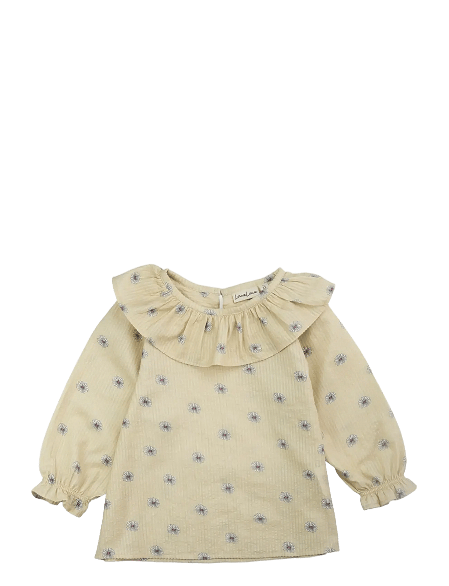 LouieLouie - Elinor Ruffle Blouse - Seersucker - blusen & tuniken - marguritte - 0