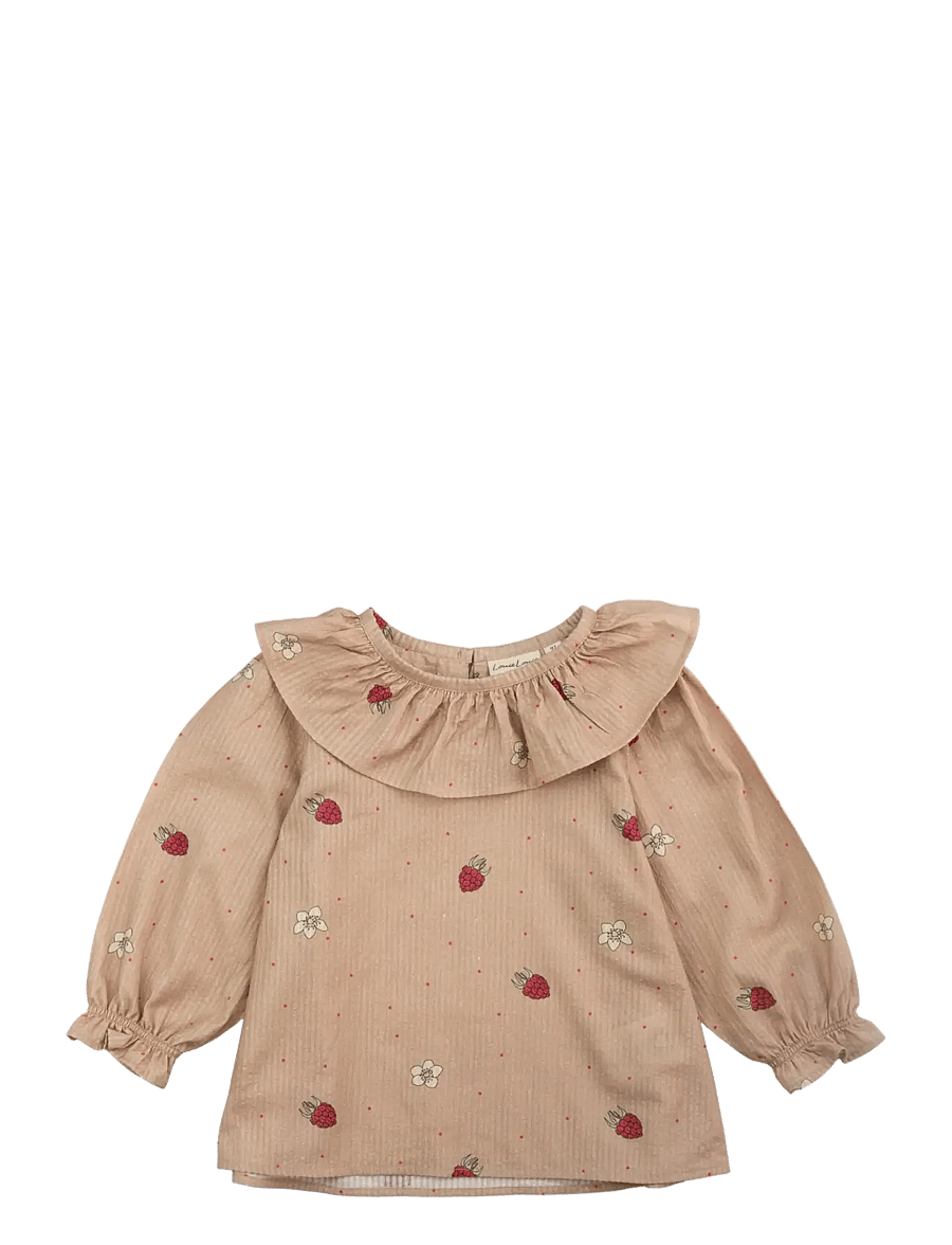 LouieLouie - Elinor Ruffle Blouse - Seersucker - blusen & tuniken - raspberry rose - 0