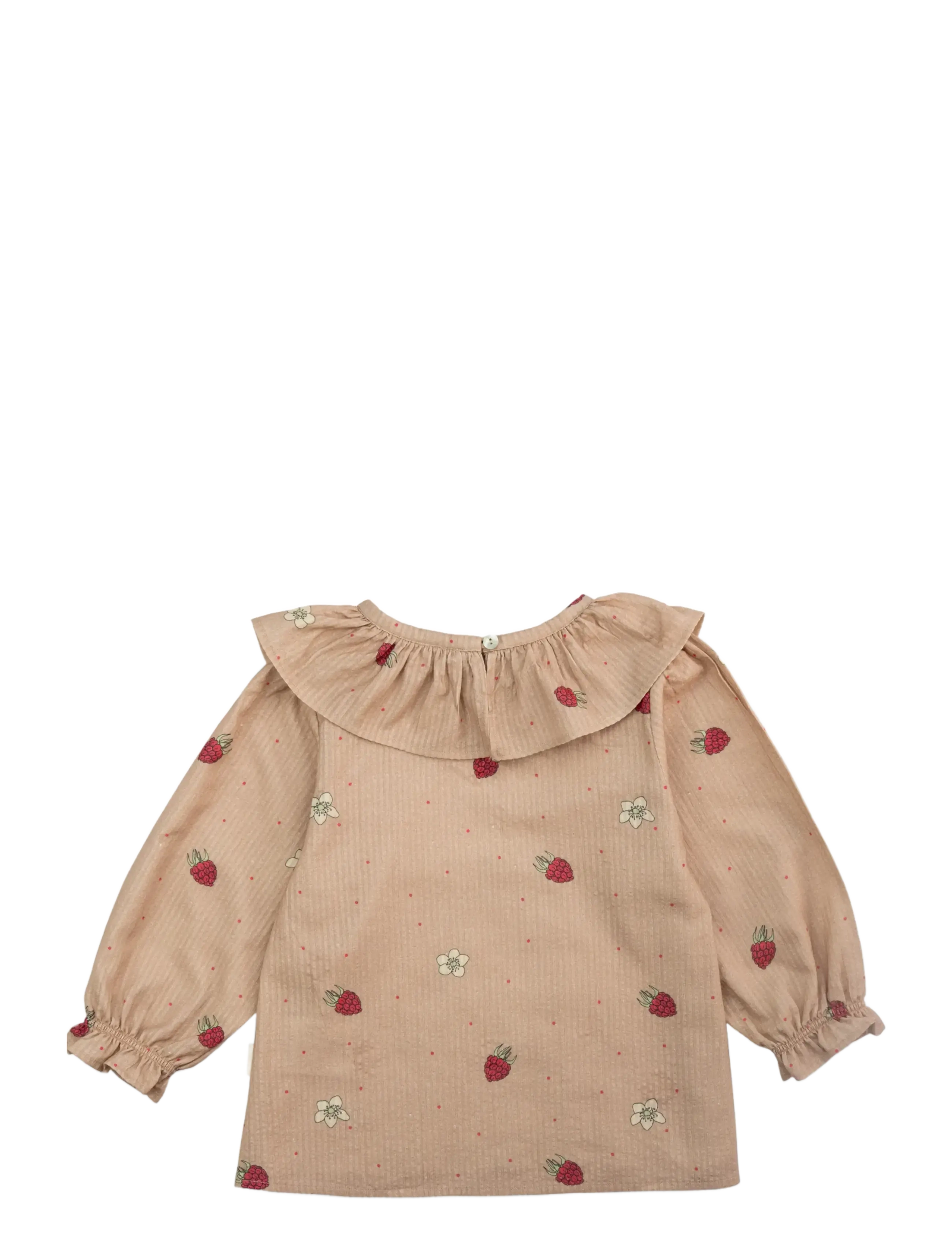 LouieLouie - Elinor Ruffle Blouse - Seersucker - blusen & tuniken - raspberry rose - 1
