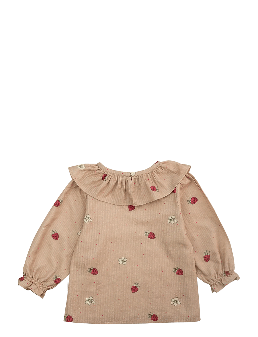 LouieLouie - Elinor Ruffle Blouse - Seersucker - blusen & tuniken - raspberry rose - 1