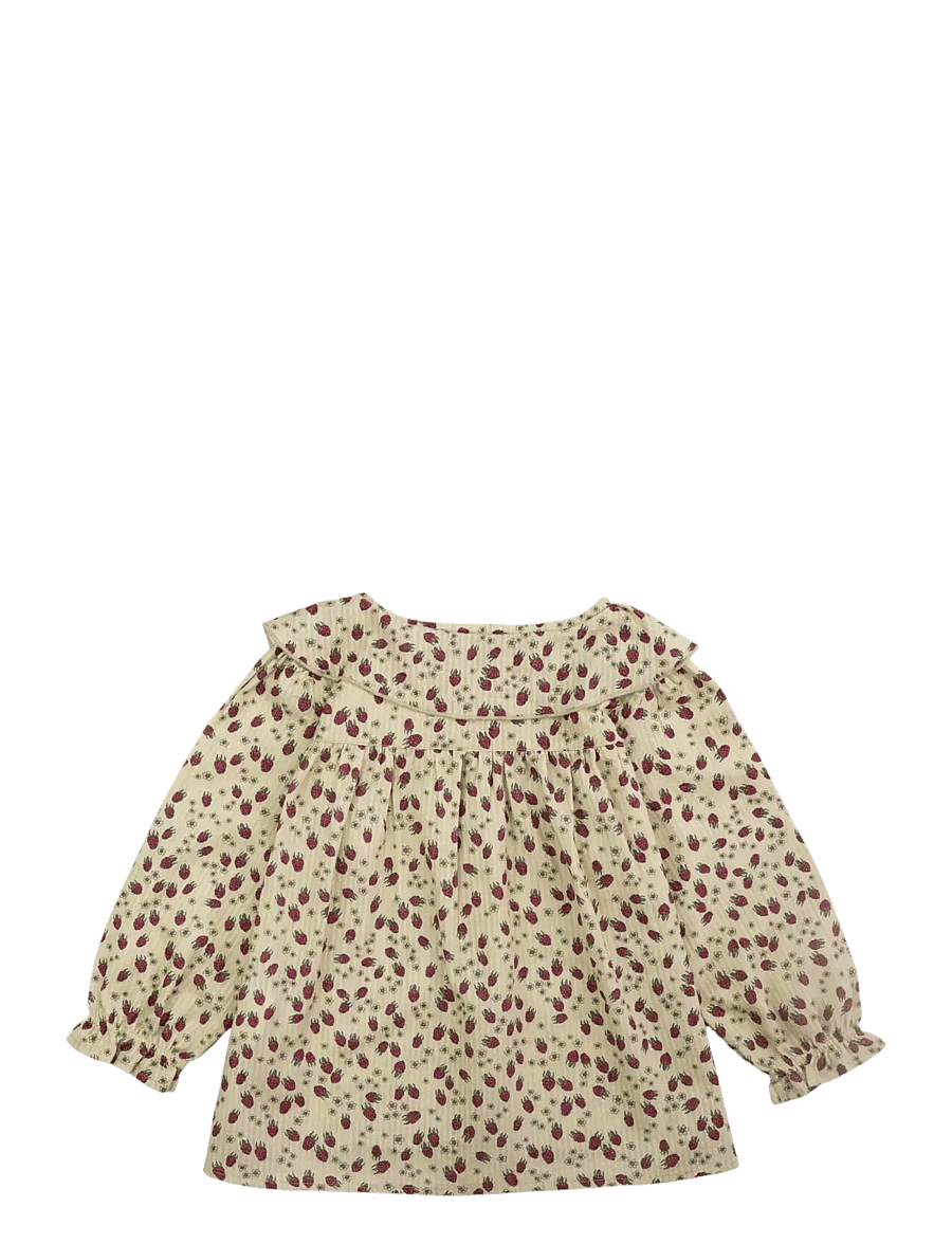 LouieLouie - Juliette Ruffle shirt - Seersucker - overhemden met lange mouwen - petit raspberries - 1
