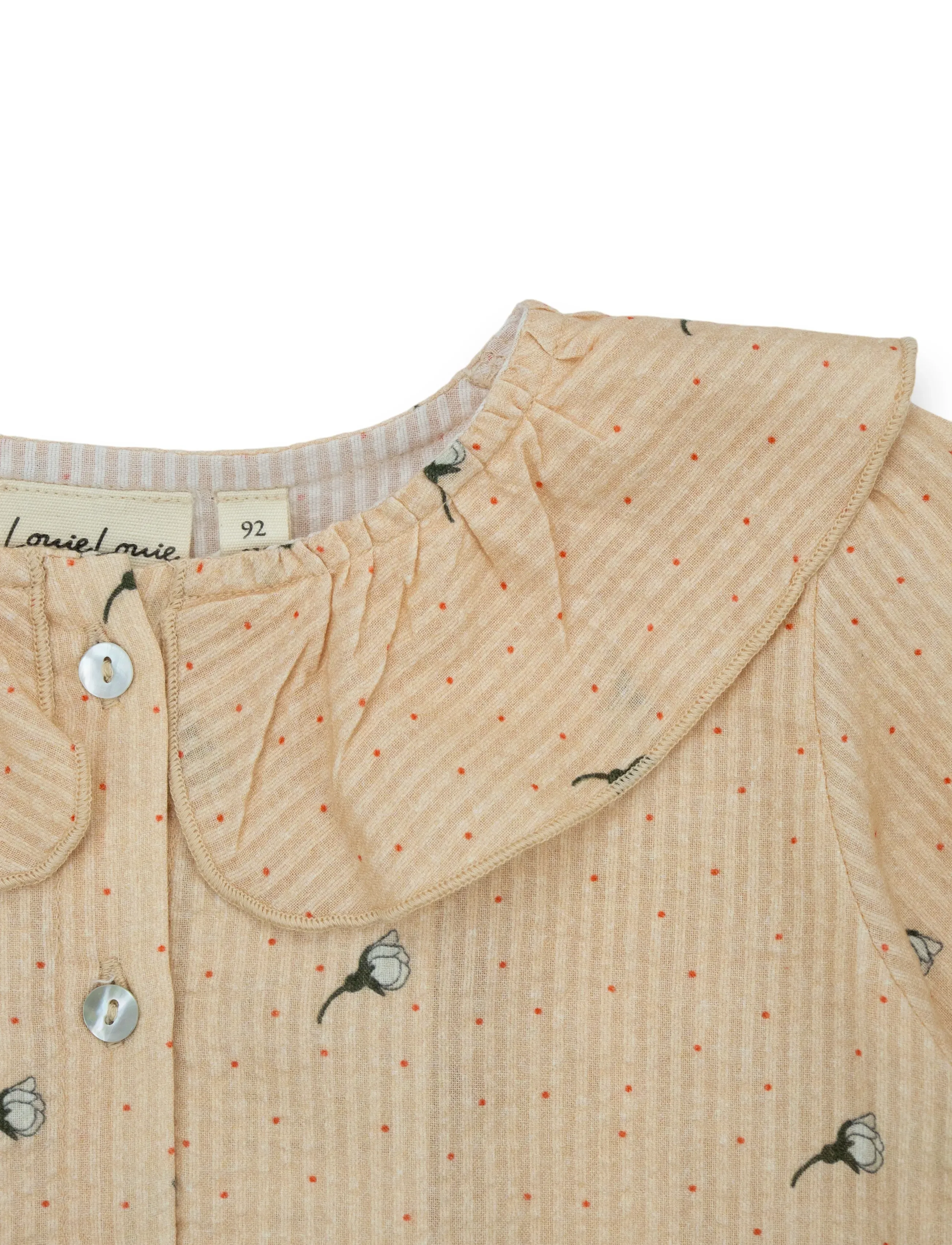 LouieLouie - Juliette Ruffle shirt - Seersucker - chemises à manches longues - white flowers rose - 1