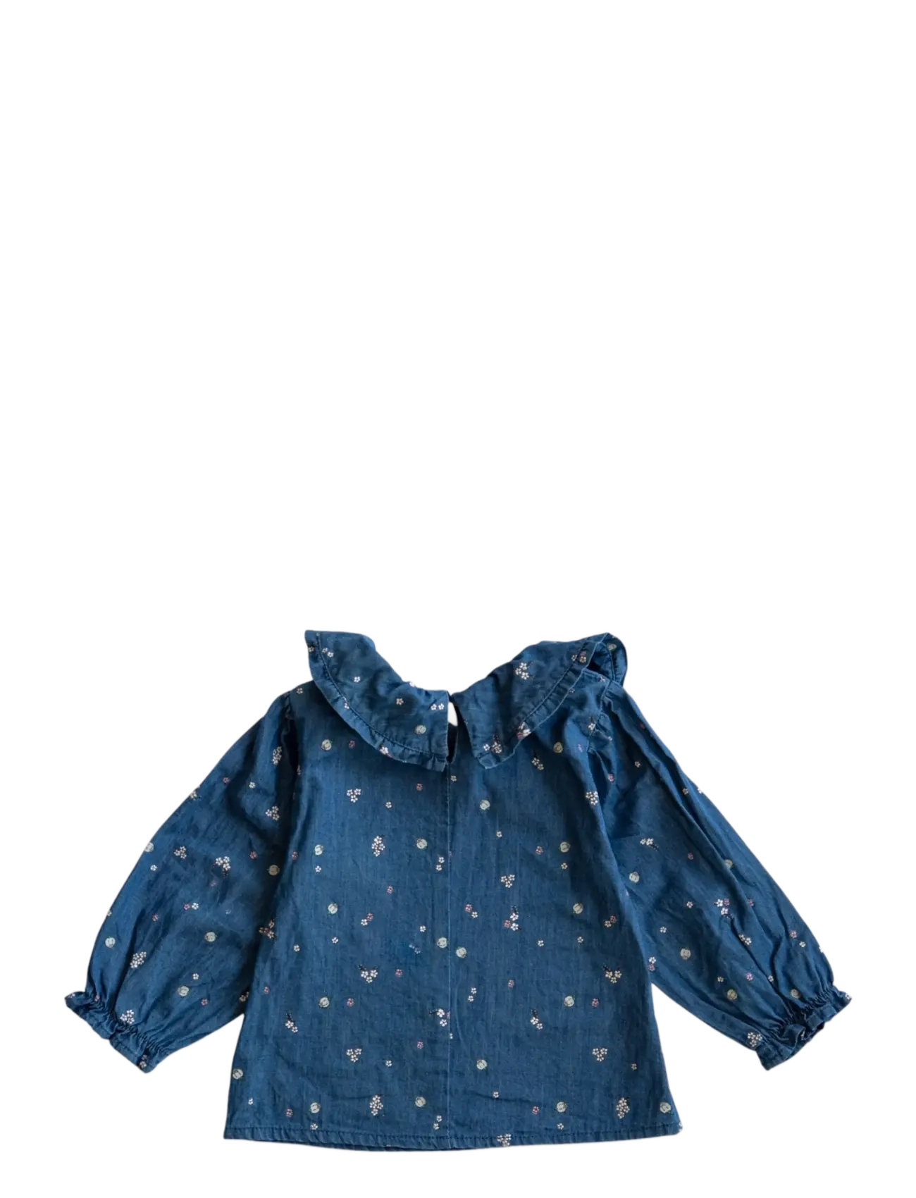 LouieLouie - Elinor ruffle blouse - Denim - bluser & tunikaer - forget-me-not - 1