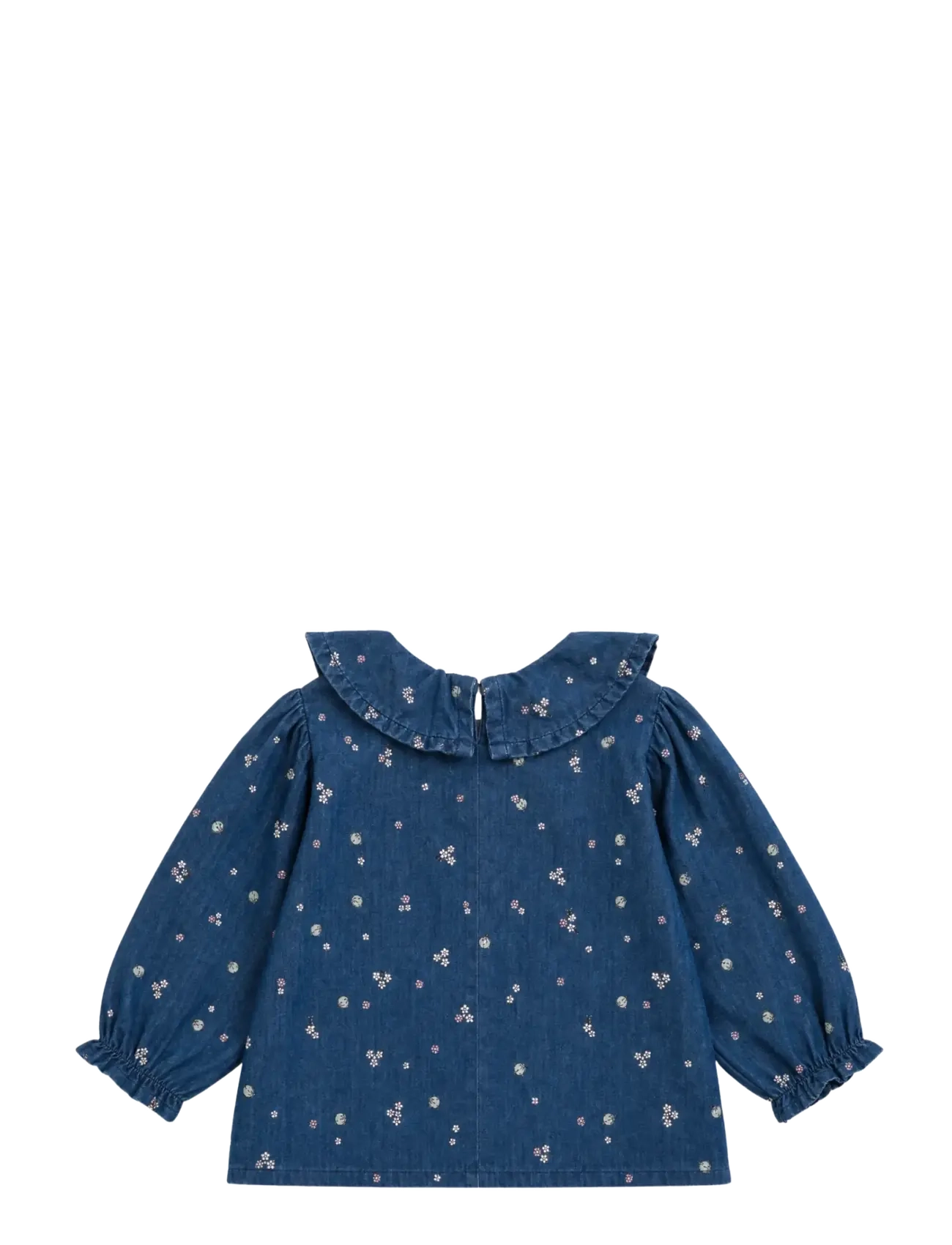 LouieLouie - Elinor ruffle blouse - Denim - bluser & tunikaer - forget-me-not - 2