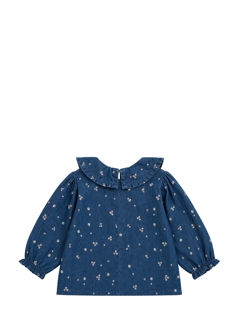 LouieLouie - Elinor ruffle blouse - Denim - blusen & tuniken - forget-me-not - 2