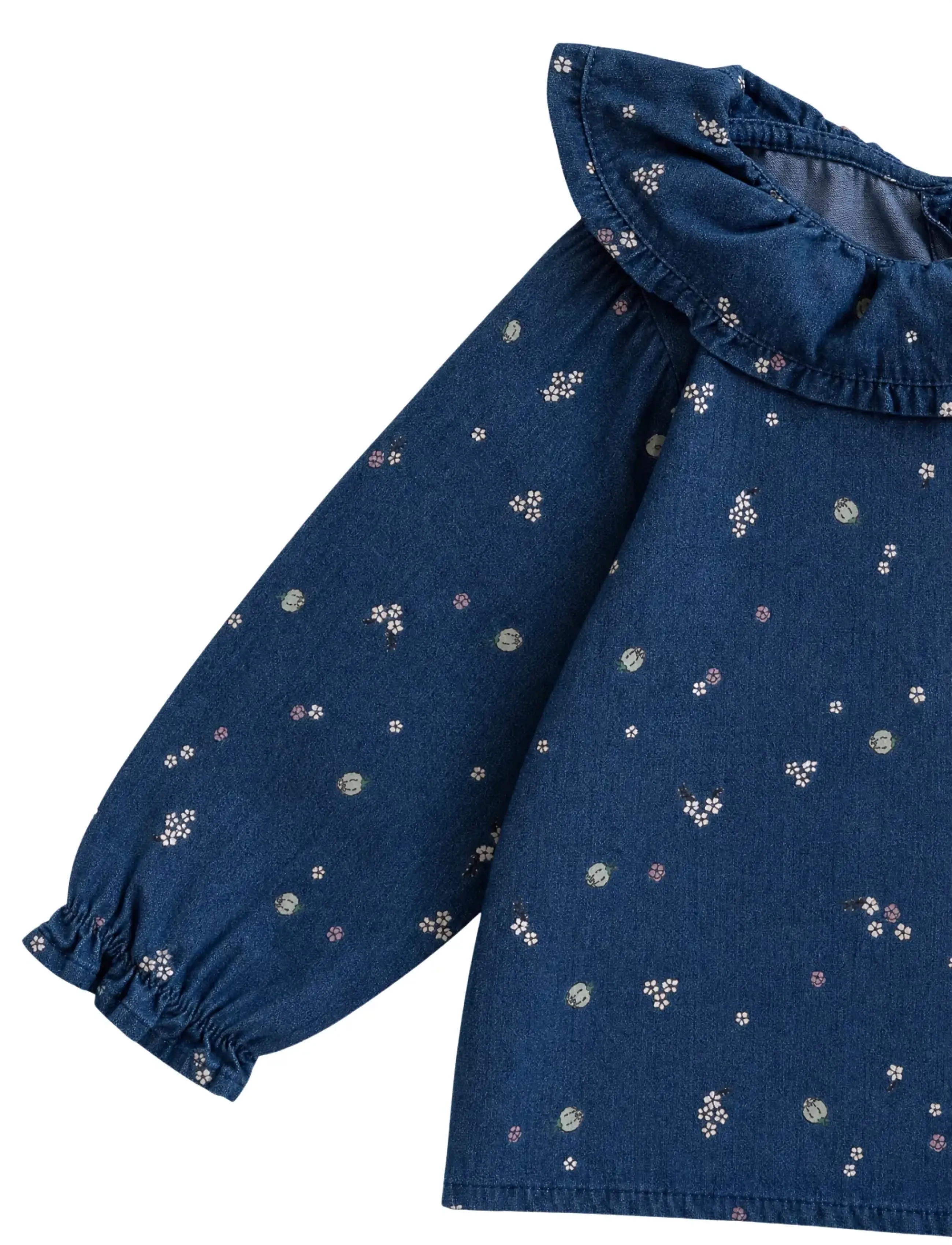LouieLouie - Elinor ruffle blouse - Denim - bluser & tunikaer - forget-me-not - 3