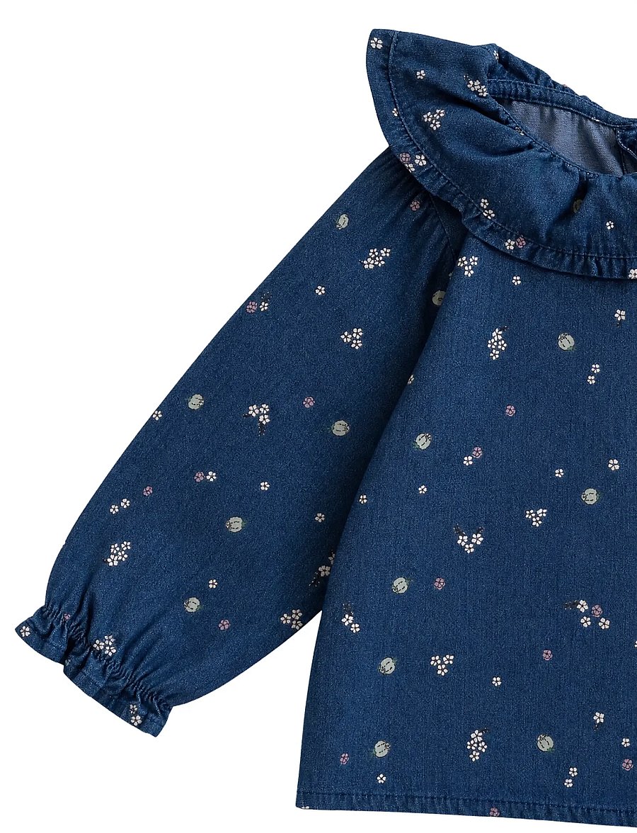 LouieLouie - Elinor ruffle blouse - Denim - blusen & tuniken - forget-me-not - 3