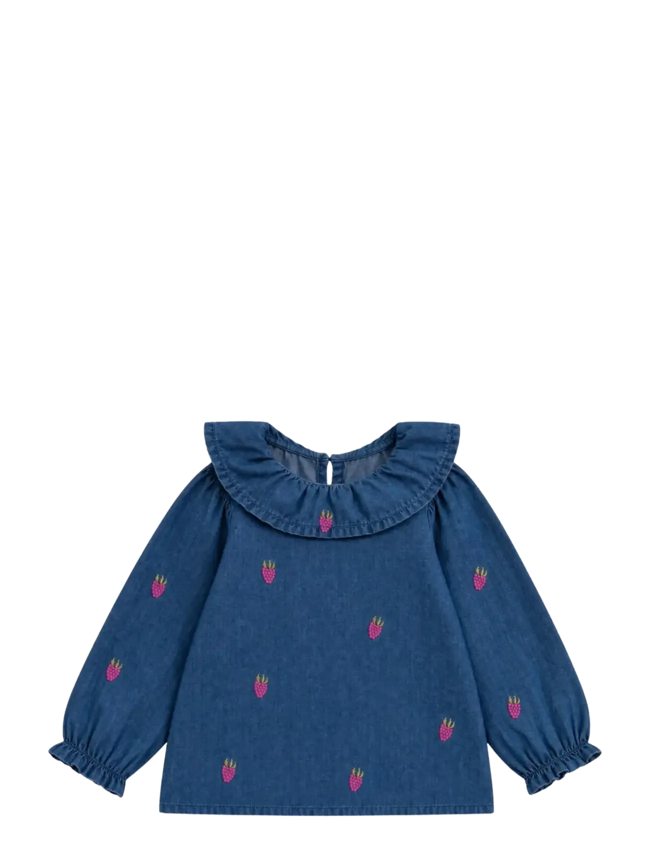 LouieLouie Elinor ruffle blouse - Denim - Nach Größe einkaufen - SMALL RASPBERRIES EMB / blue