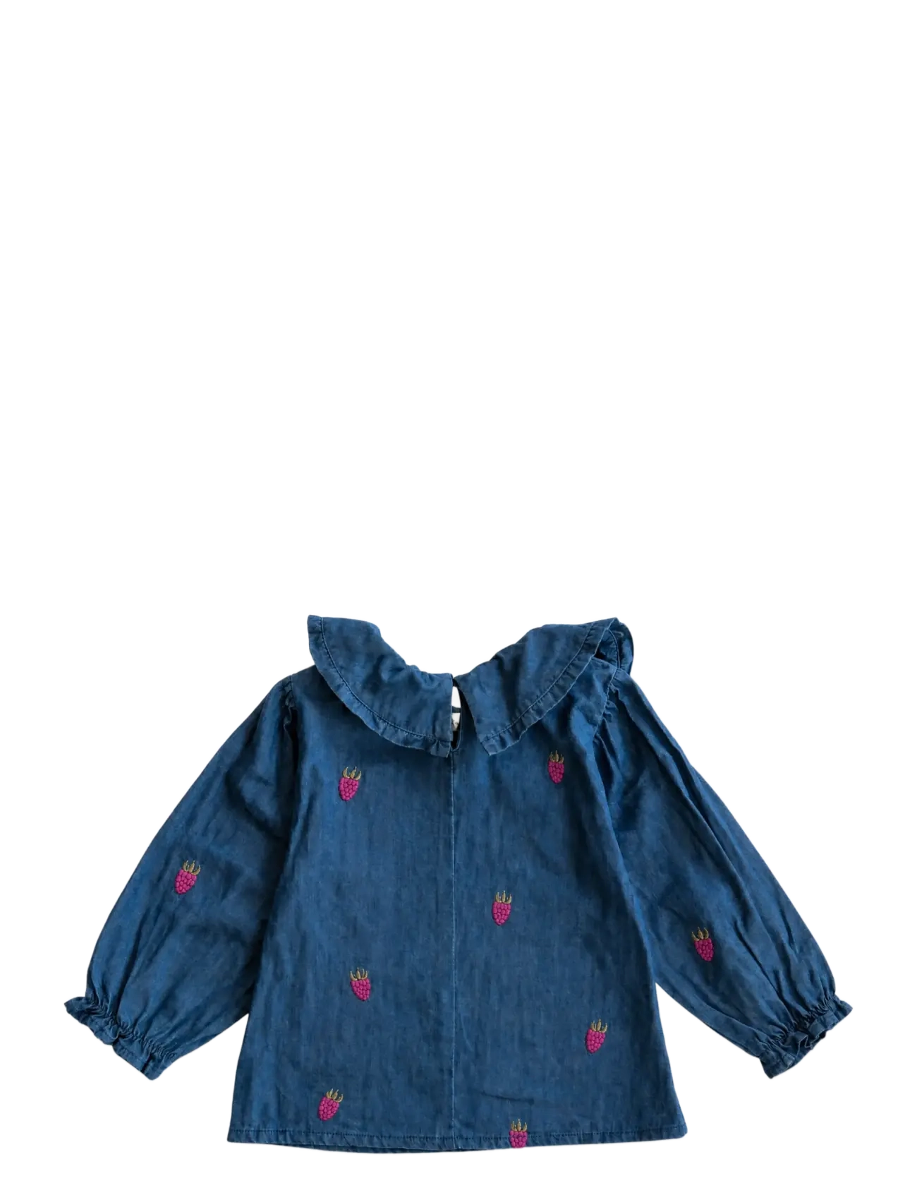 LouieLouie - Elinor ruffle blouse - Denim - small raspberries emb - 1