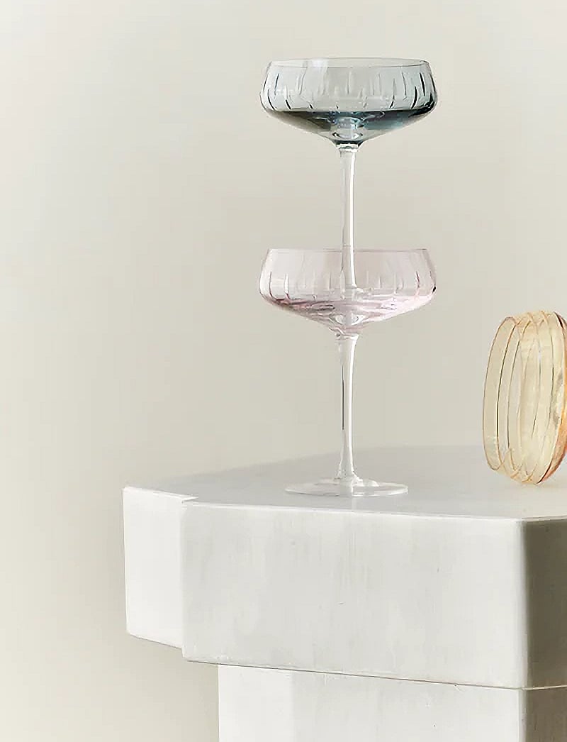 LOUISE ROE - Champagne Coupe Triple Cut - sektgläser - pink - 2