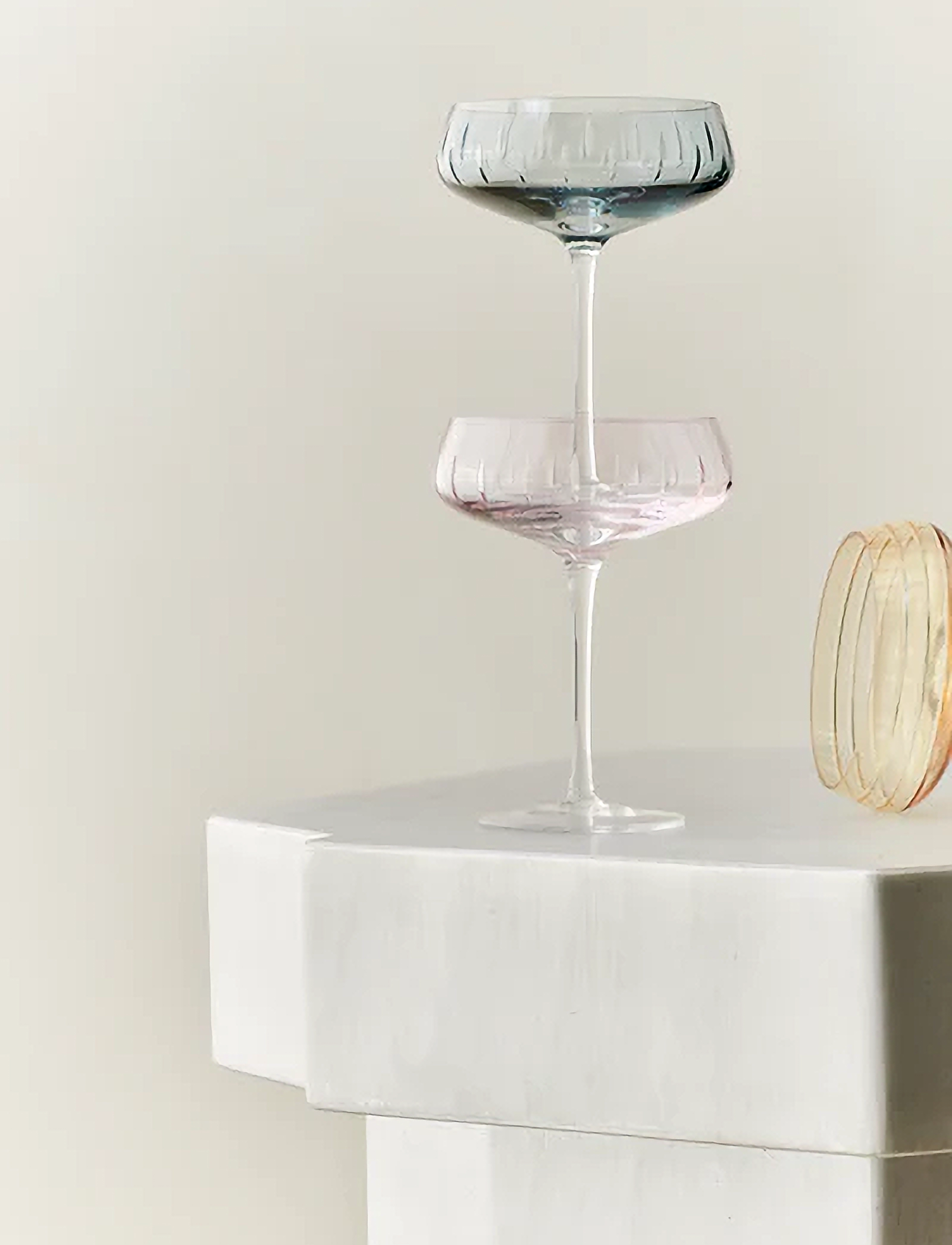 LOUISE ROE - Champagne Coupe Triple Cut - champagneglass - pink - 2