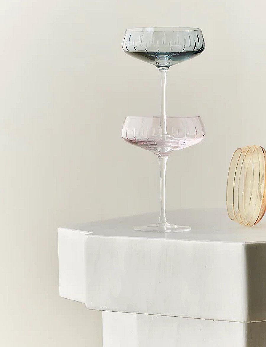 LOUISE ROE - Champagne Coupe Triple Cut - sektgläser - pink - 2