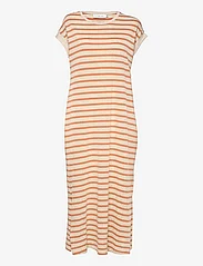 Lounge Nine - LNKya Long Dress - marškinėlių tipo suknelės - pecan oat stripe - 0