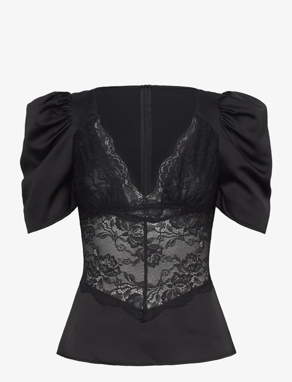 Love Lolina - Francis lace top - short-sleeved blouses - black - 0