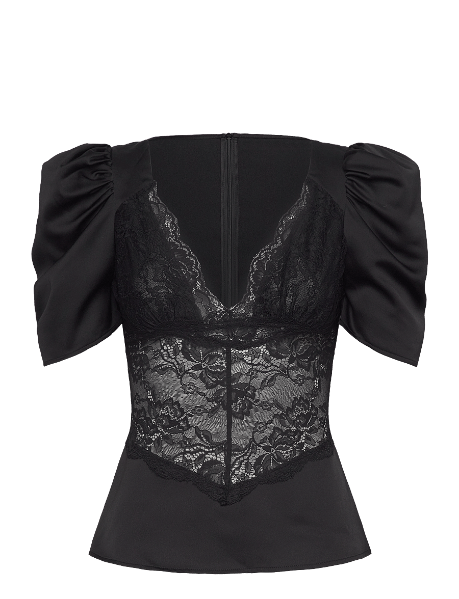 Love Lolina - Francis top - kortærmede bluser - black - 0