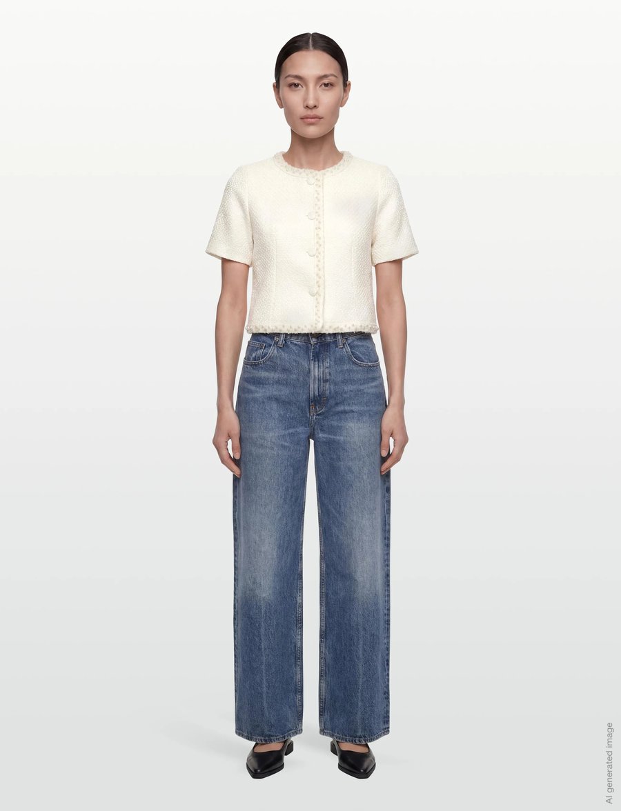 Love Lolina - Abeline top - kurzämlige blusen - white - 0