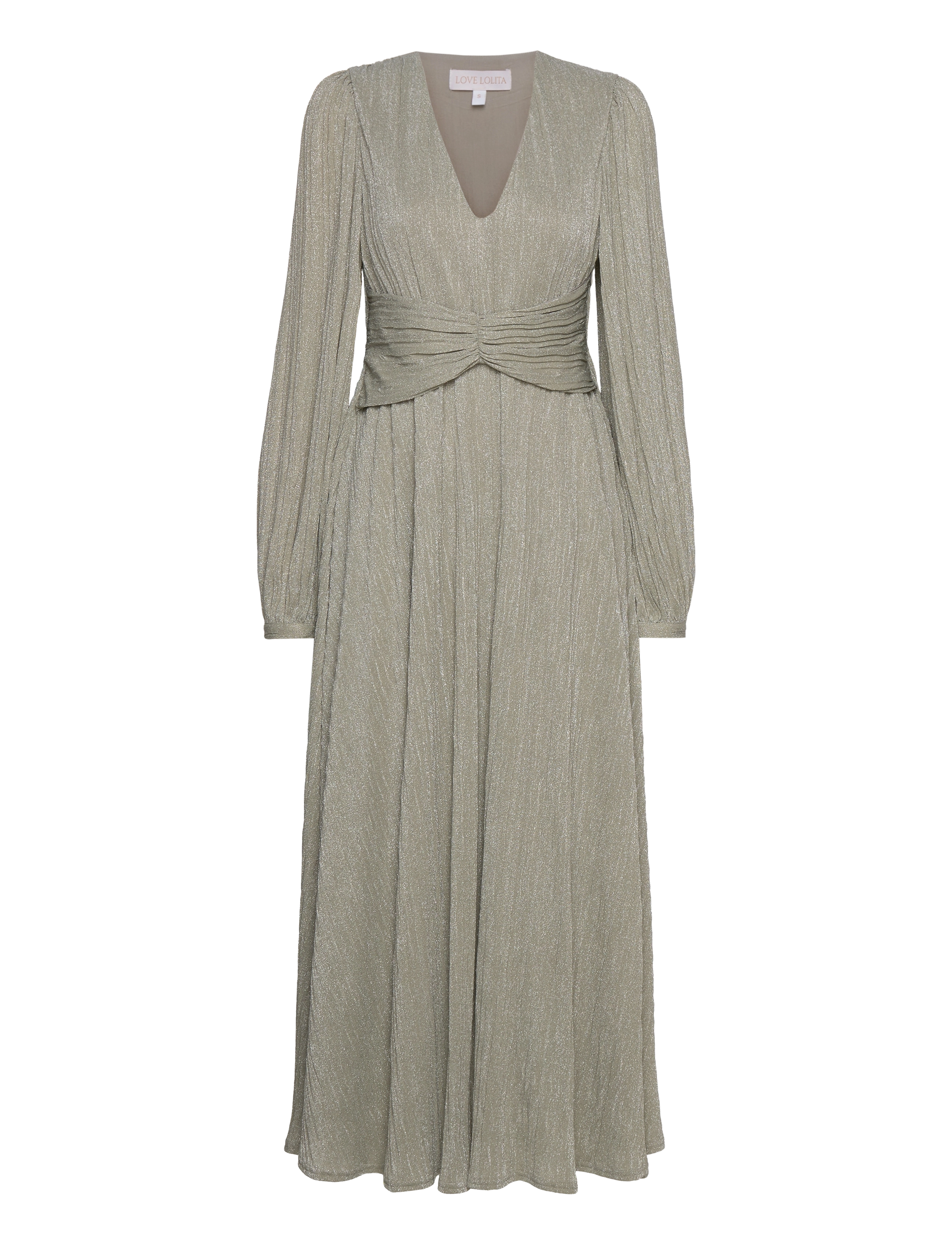 Love Lolina Cassandra maxi dress - Tøj - GREEN GLITTER / beige