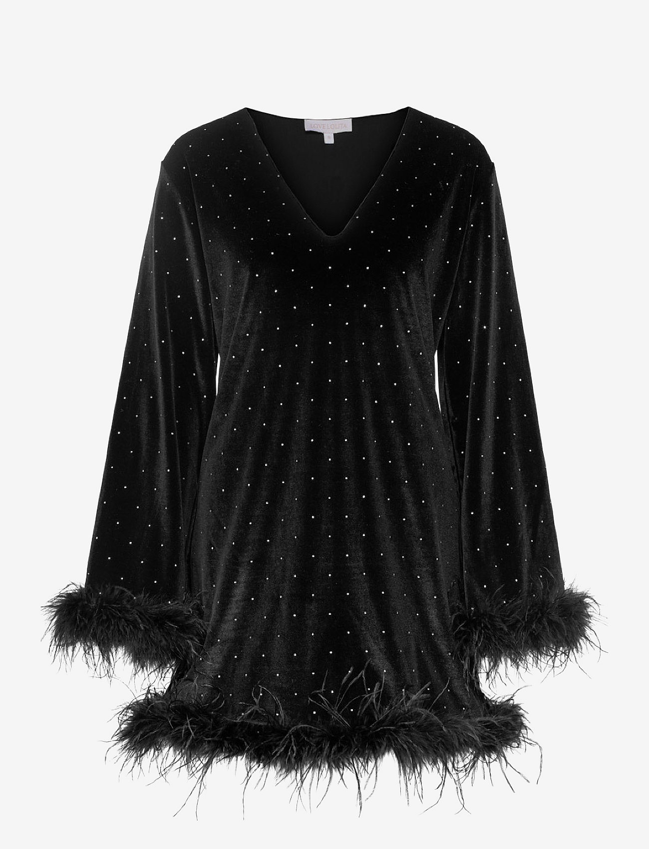 Love Lolita - Peach mini dress - festmode zu outlet-preisen - black velvet w feather - 0