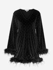 Love Lolita - Peach mini dress - party wear at outlet prices - black velvet w feather - 0