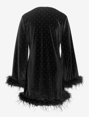 Love Lolita - Peach mini dress - party wear at outlet prices - black velvet w feather - 2