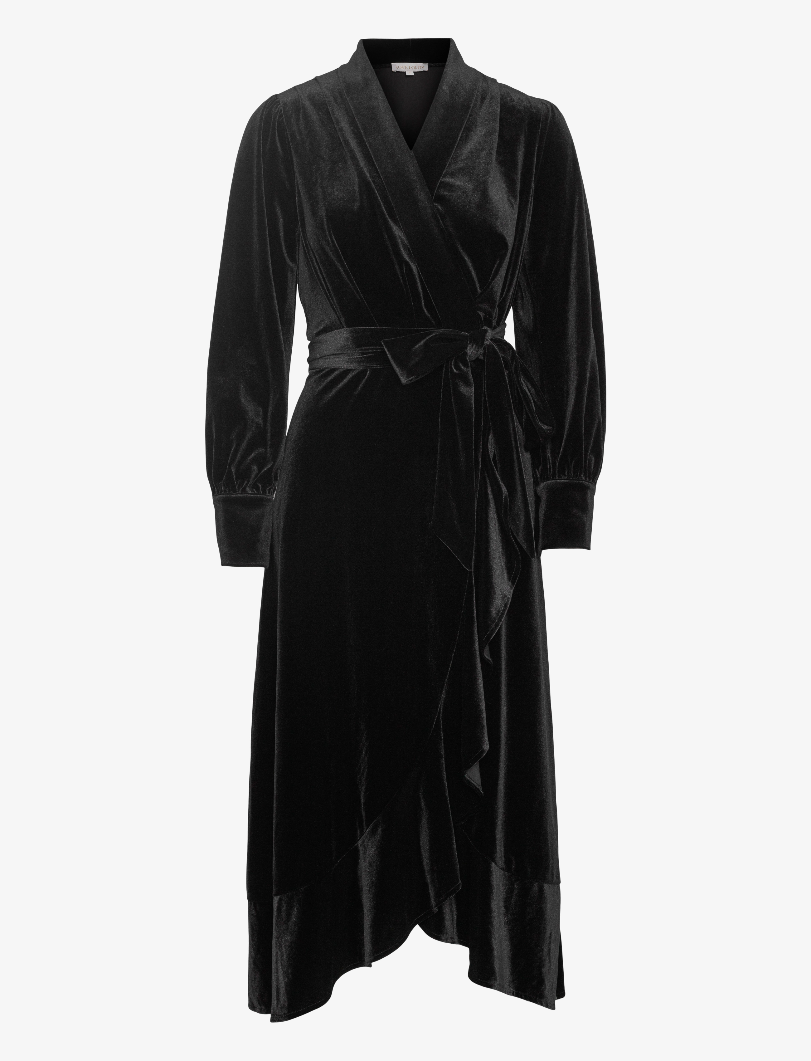 Love Lolina Iza midi dress - Tøj - BLACK VELVET / black