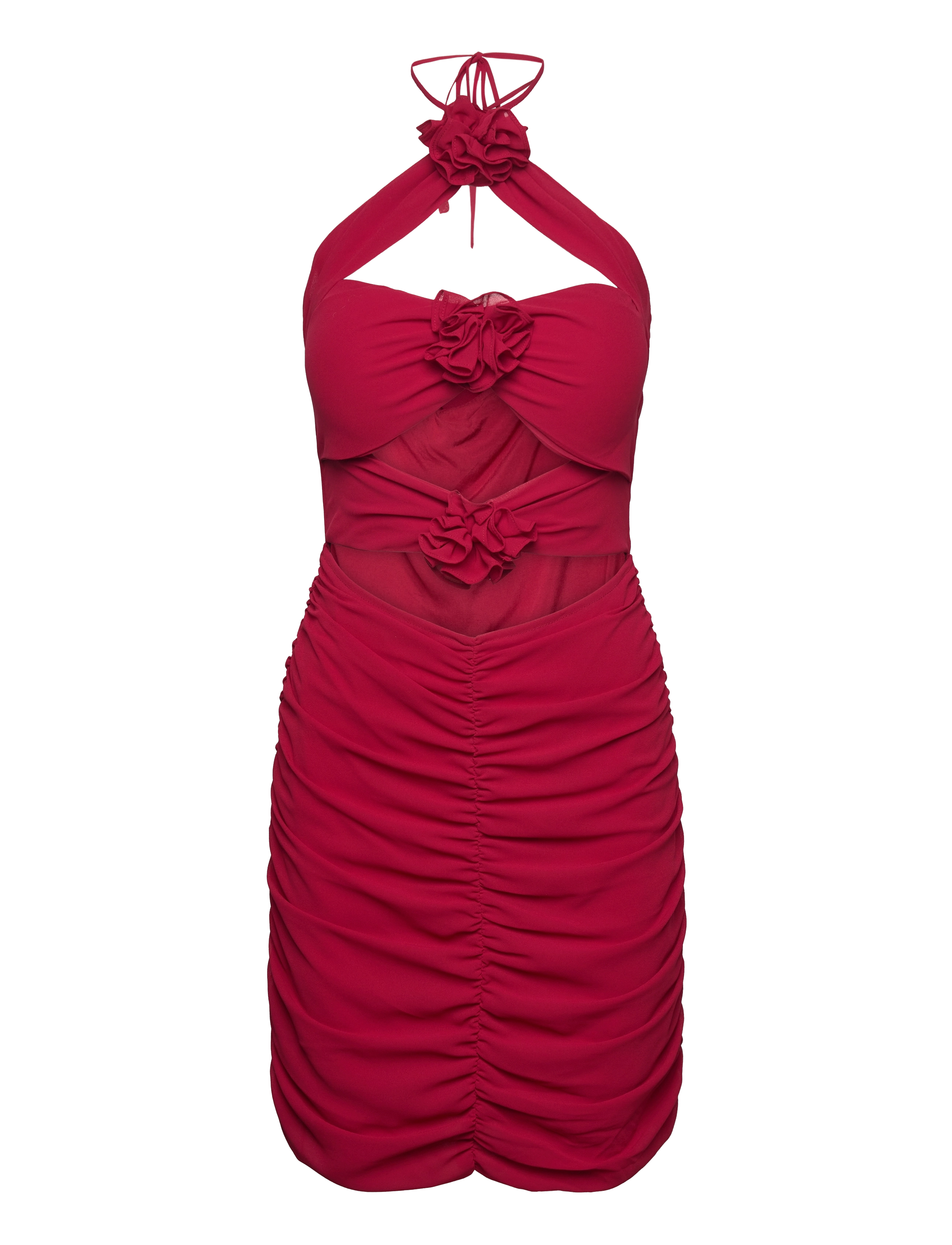 LOVE LOLINA Flower Mini Kleid Rot - L - Damen