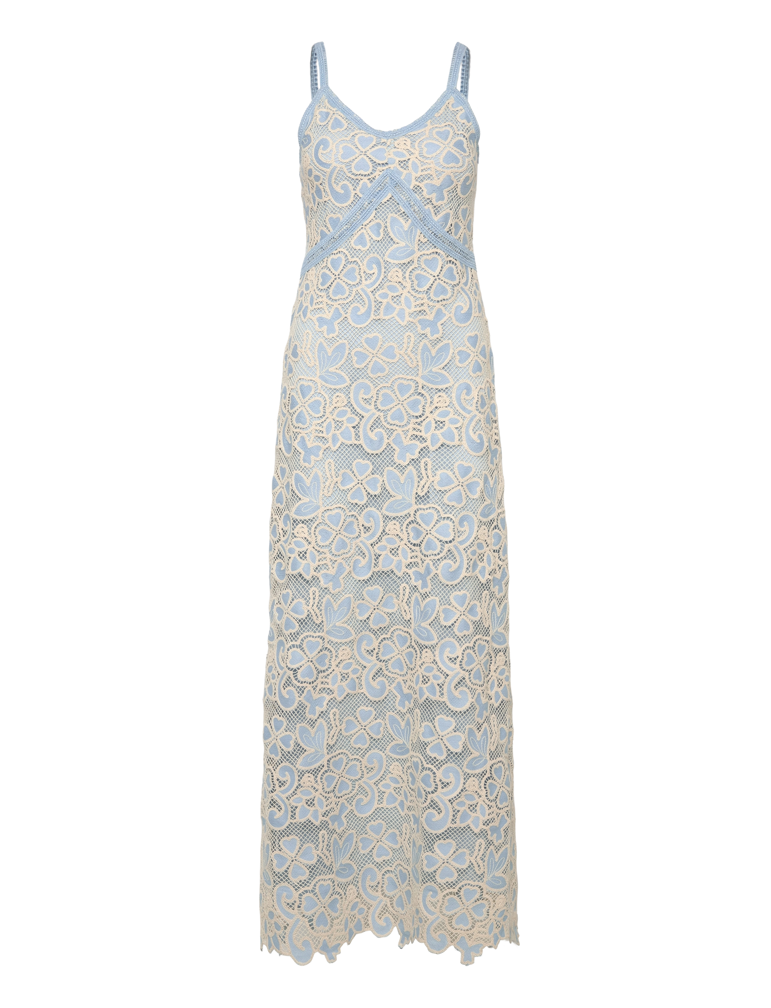 LOVE LOLINA Peach Slip Maxi Kleid Blau - M - Damen