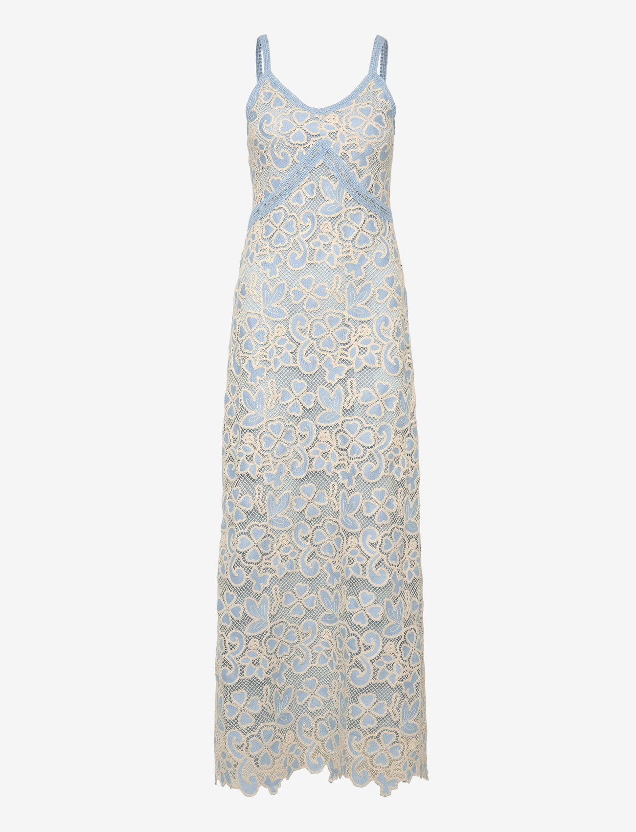 Love Lolina - Peach slip maxi dress - maxi kjoler - blue embroidery - 0