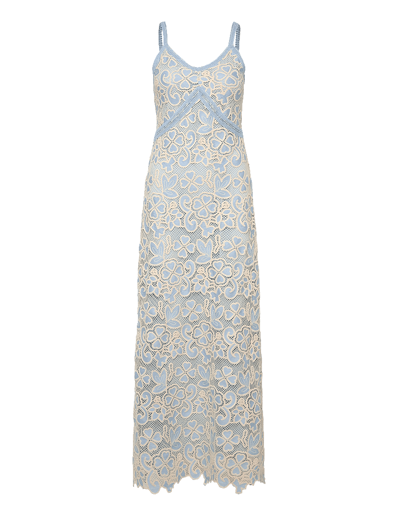 Love Lolina - Peach slip maxi dress - maxi kjoler - blue embroidery - 0