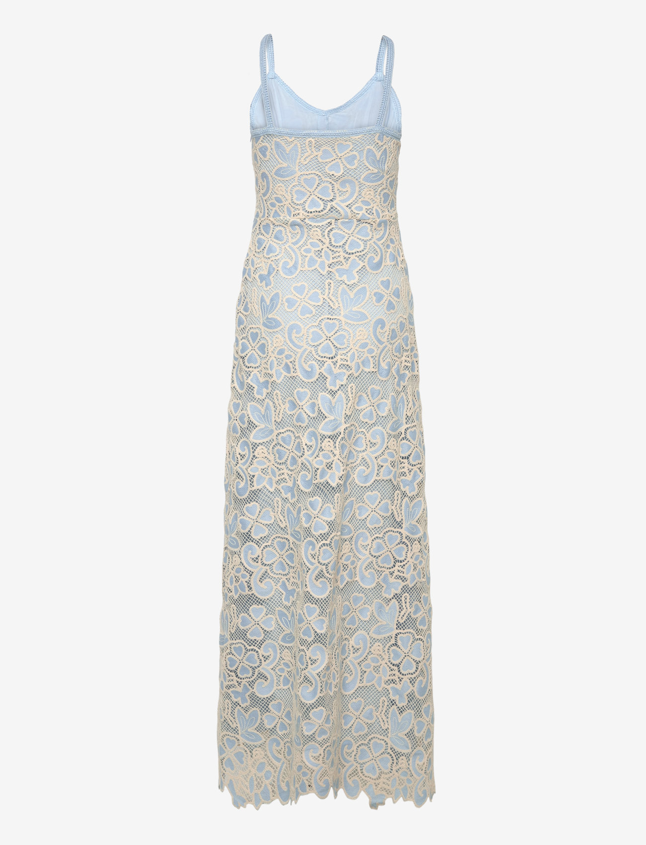 Love Lolina - Peach slip maxi dress - maxi kjoler - blue embroidery - 1