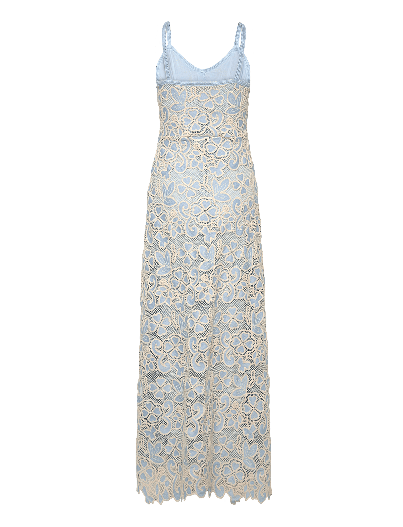 Love Lolina - Peach slip maxi dress - maxi kjoler - blue embroidery - 1