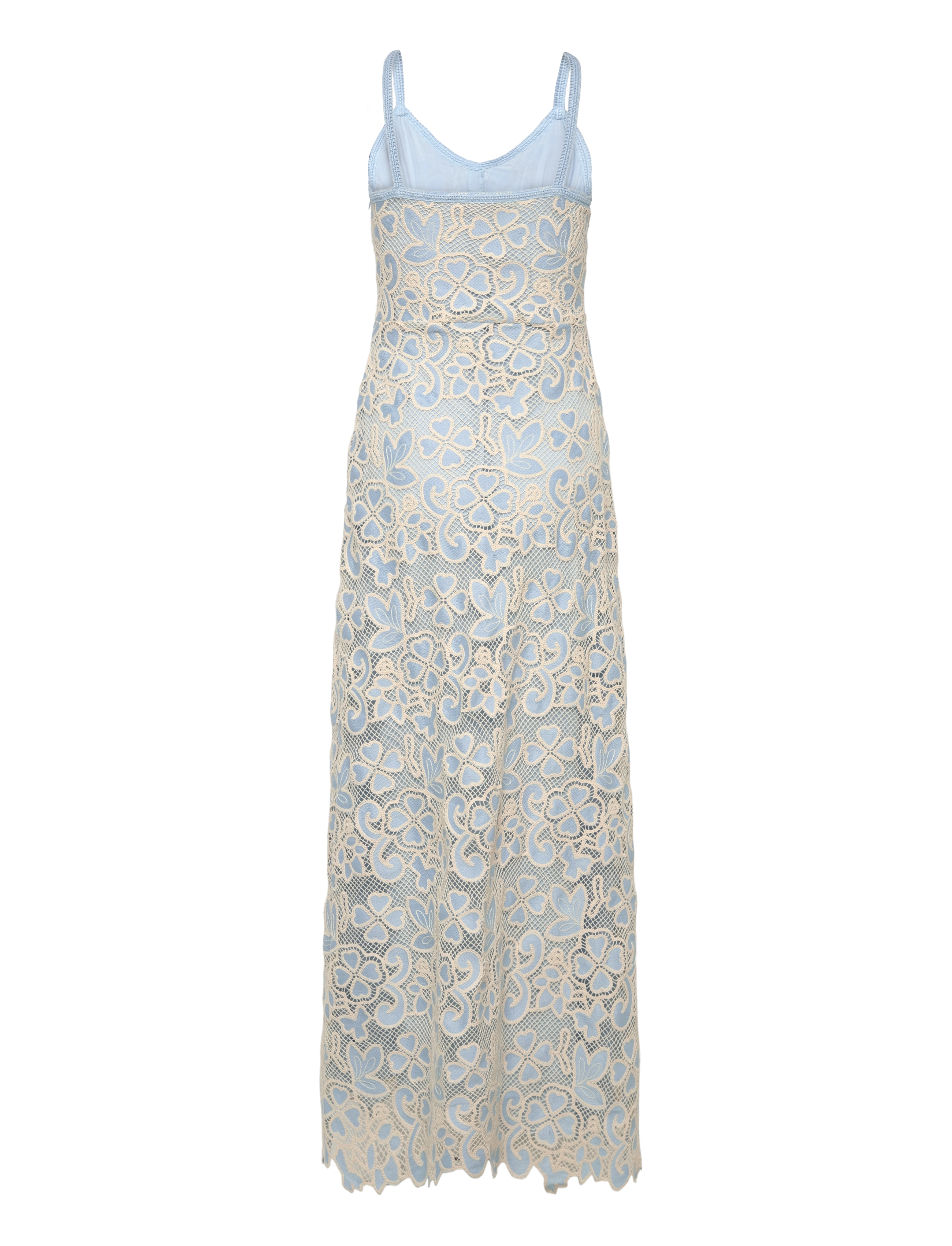 Love Lolina - Peach slip maxi dress - blue embroidery - 1