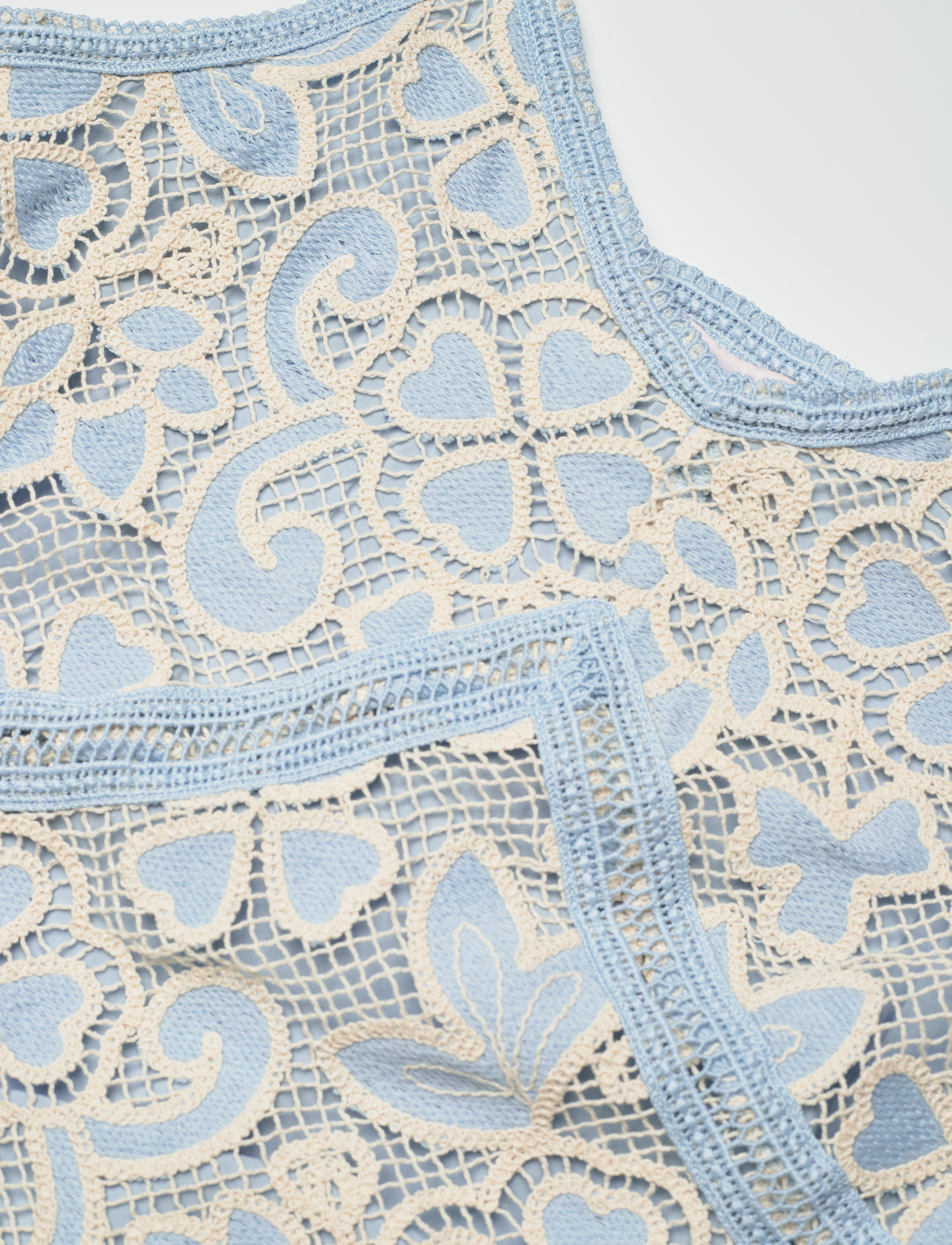 Love Lolina - Peach slip maxi dress - blue embroidery - 2