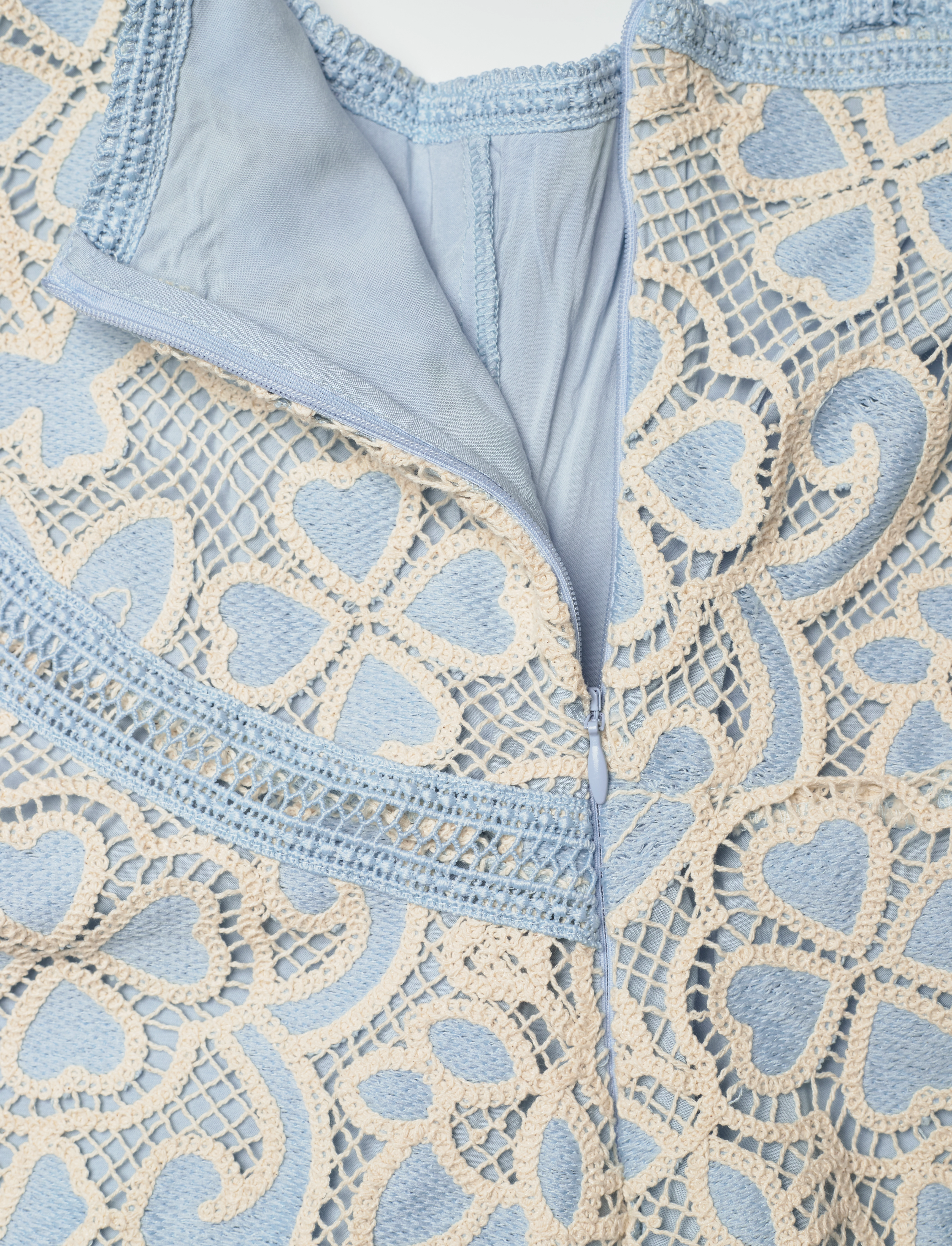 Love Lolina - Peach slip maxi dress - blue embroidery - 3