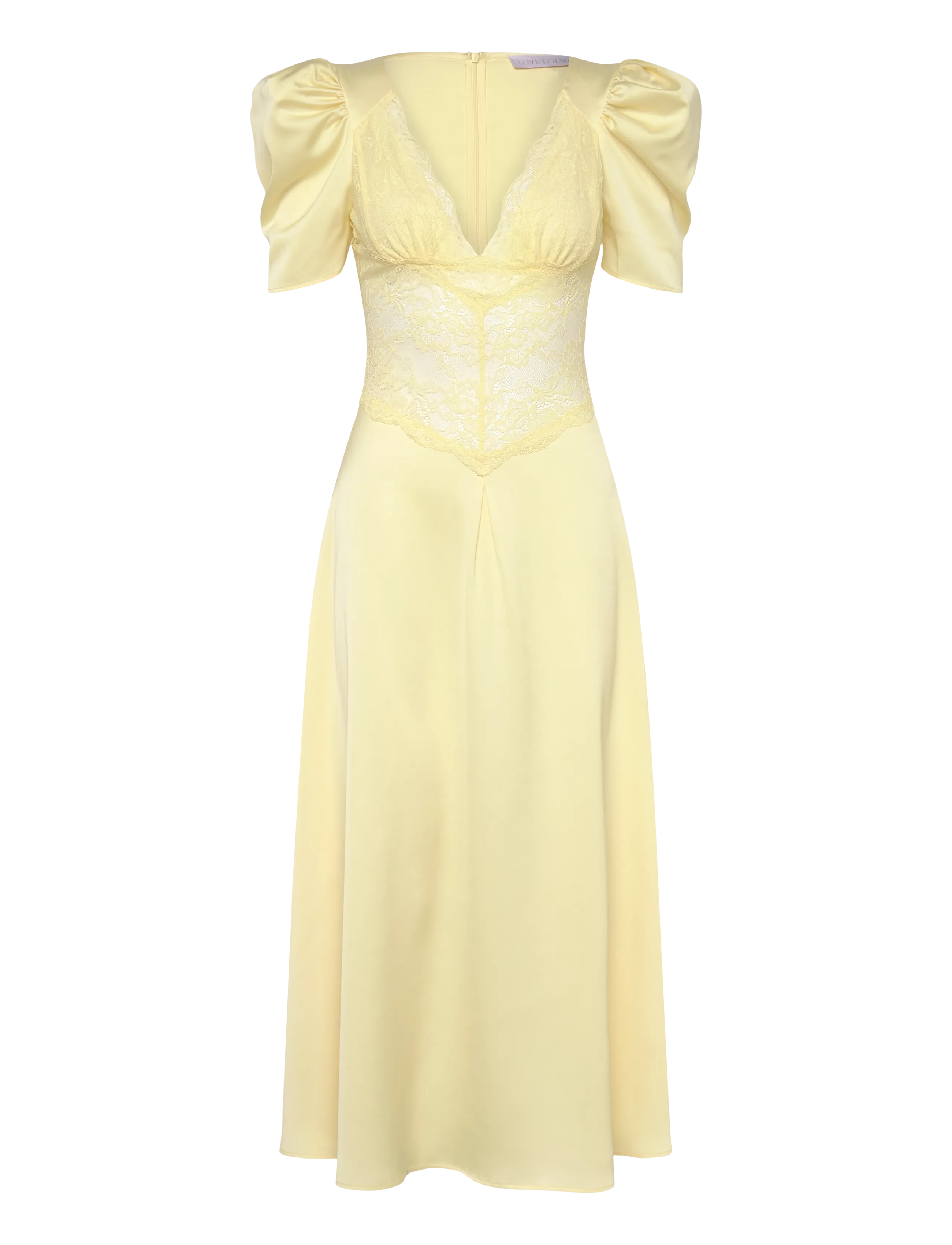 LOVE LOLINA Francis Midi Kleid Gelb - M - Damen