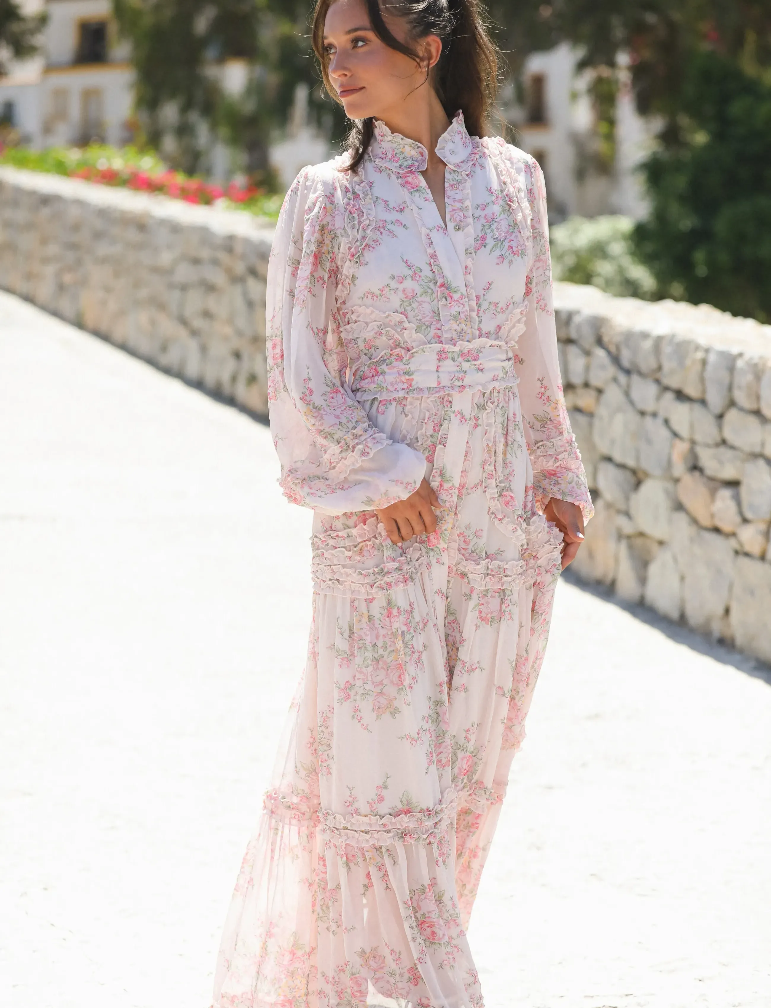 Love Lolina Violetta Maxi Dress, M, Pink, Kjoler > Maxikjole, Dame