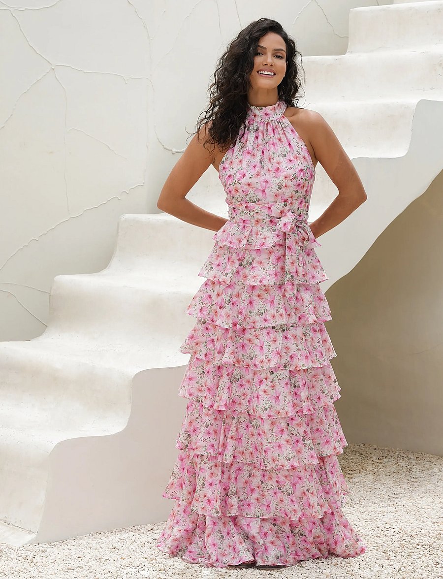 Love Lolina - Angel Maxi Halterneck Dress - abendkleider - garden serenade - 0