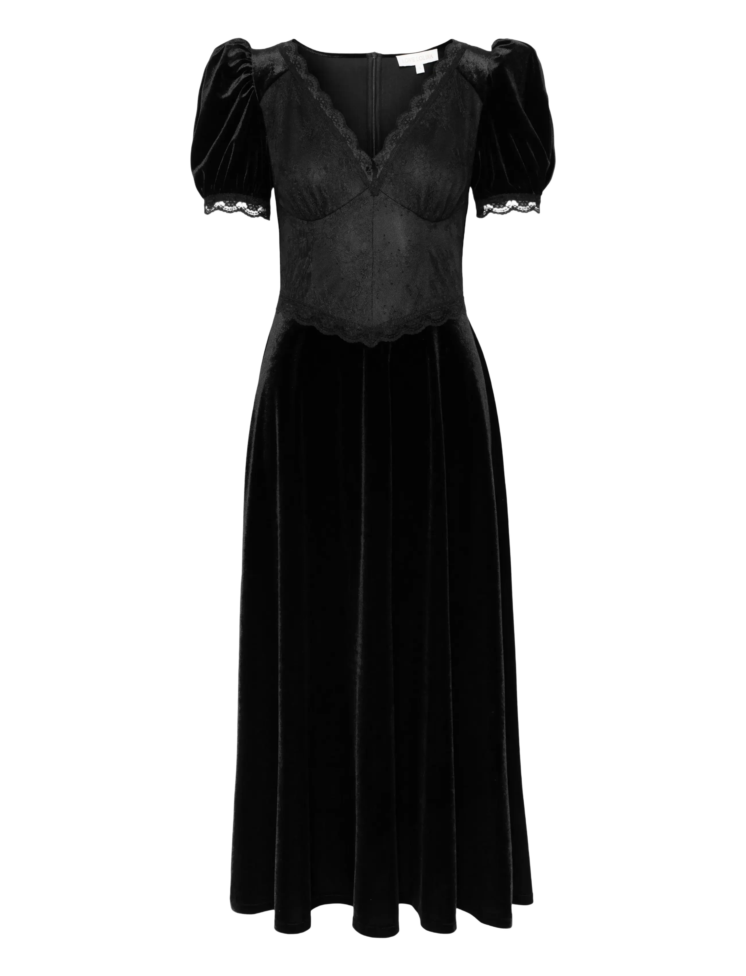Love Lolina Francis Velvet Midi Dress - Love Lolina - BLACK / black