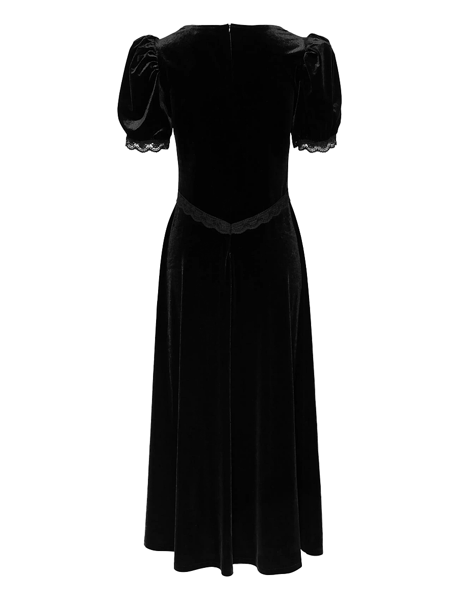 Love Lolina - Francis Velvet Midi Dress - spetsklänningar - black - 2