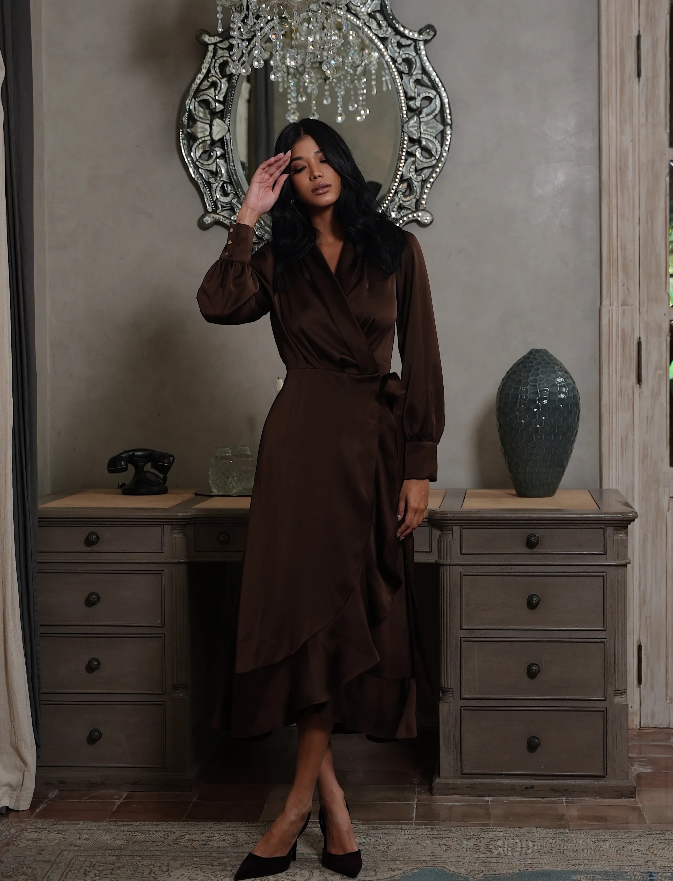 Love Lolina Iza Midi Dress - Love Lolina - ESPRESSO / brown