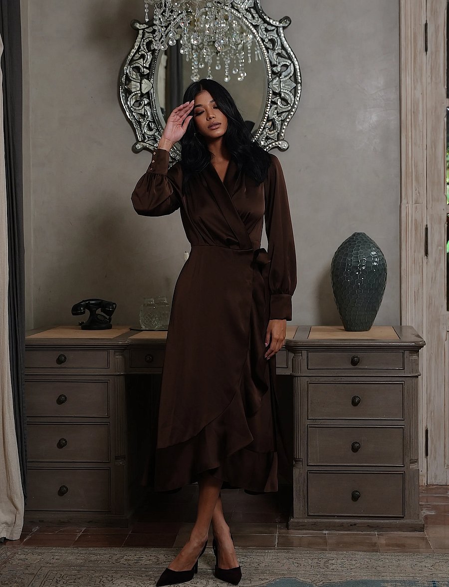 Love Lolina - Iza Midi Dress - festkjoler - espresso - 0