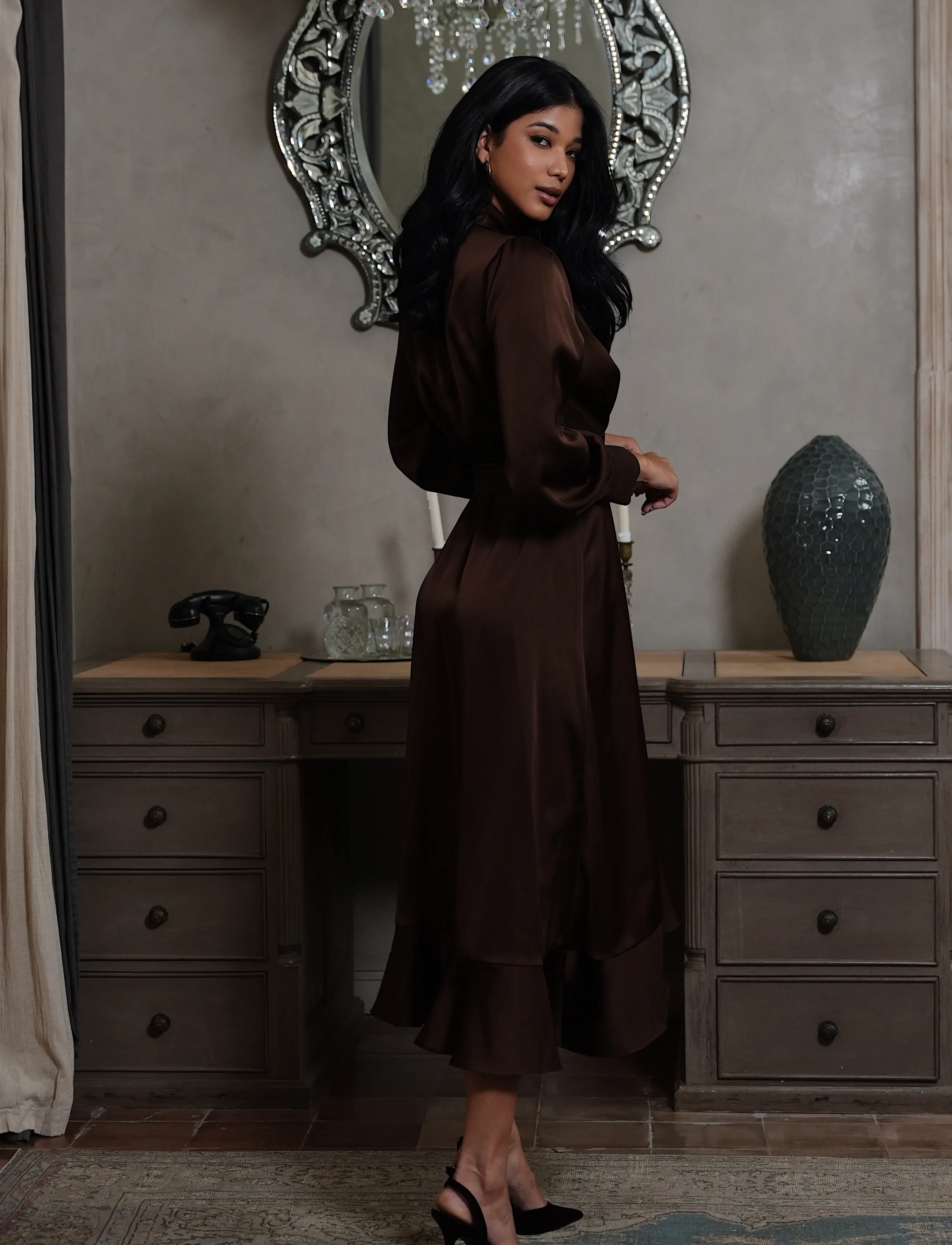 Love Lolina - Iza Midi Dress - festkjoler - espresso - 3