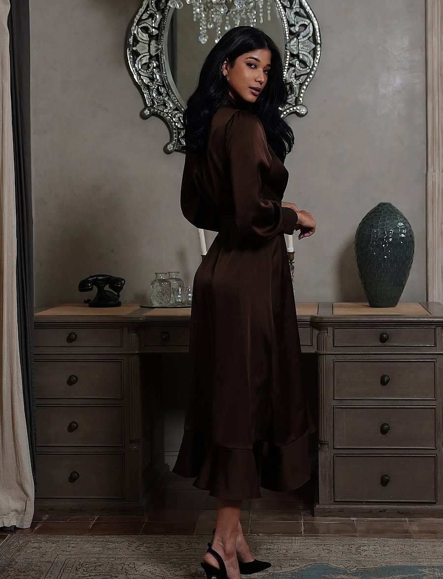 Love Lolina - Iza Midi Dress - festkjoler - espresso - 3