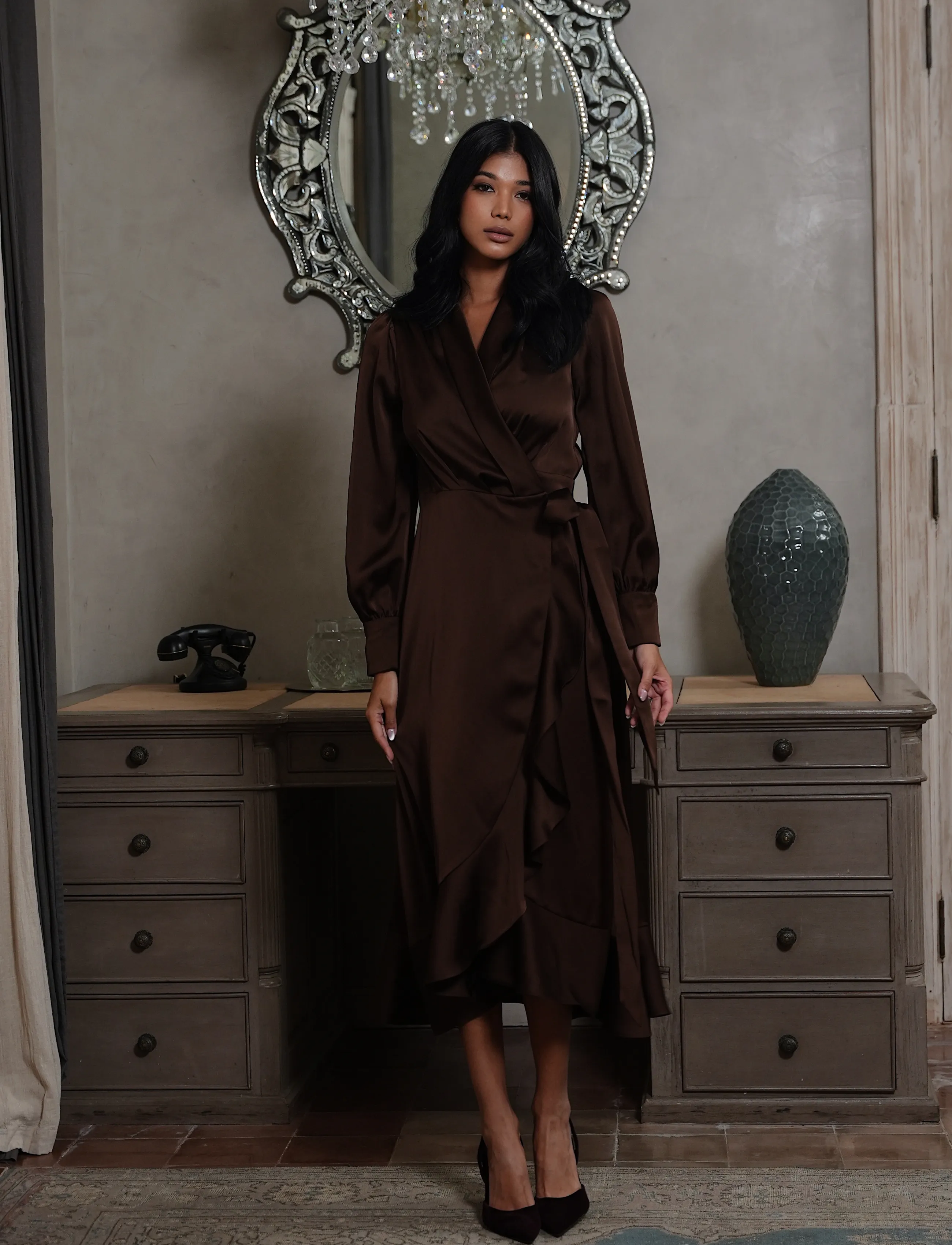 Love Lolina - Iza Midi Dress - festkjoler - espresso - 4