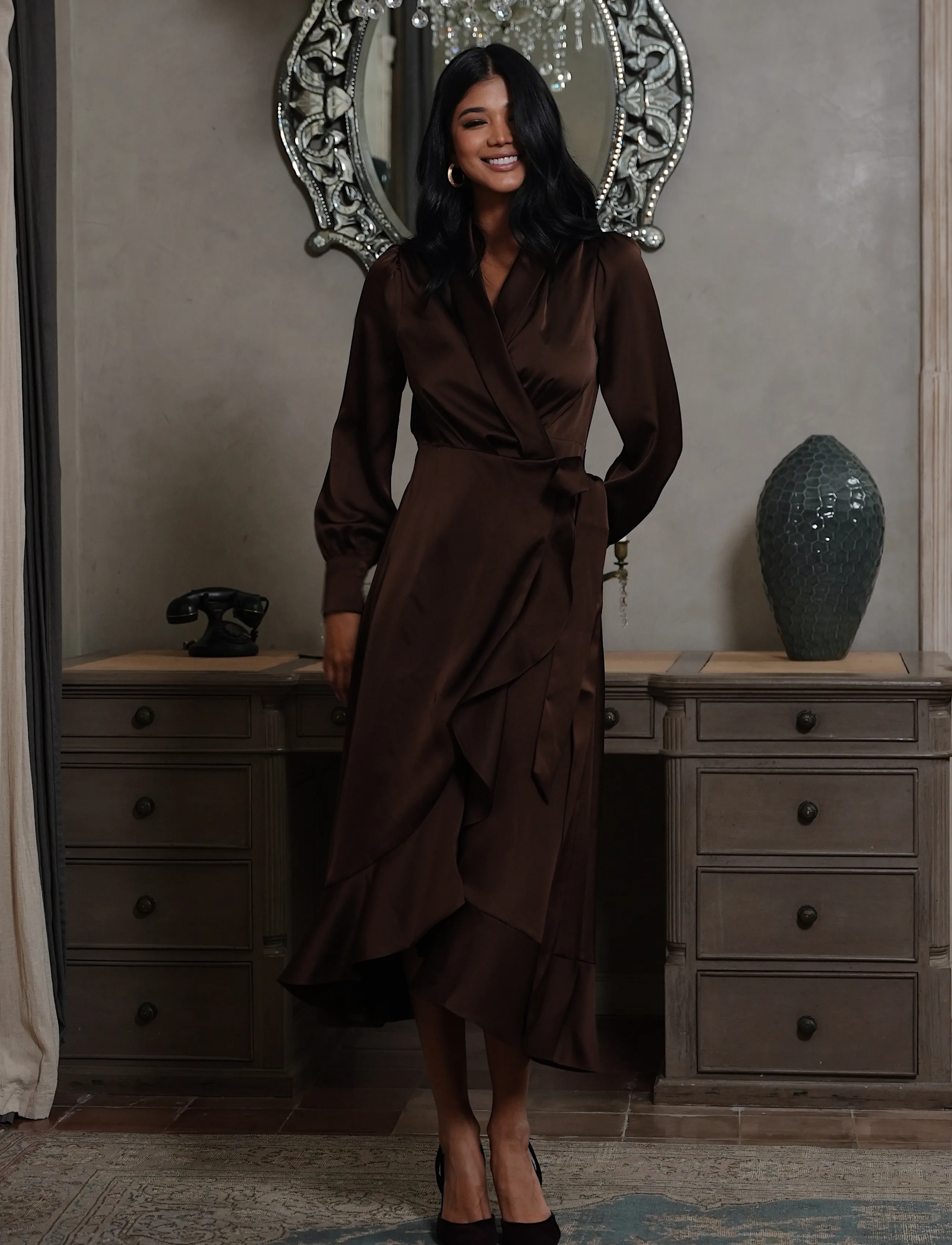 Love Lolina - Iza Midi Dress - festkjoler - espresso - 5
