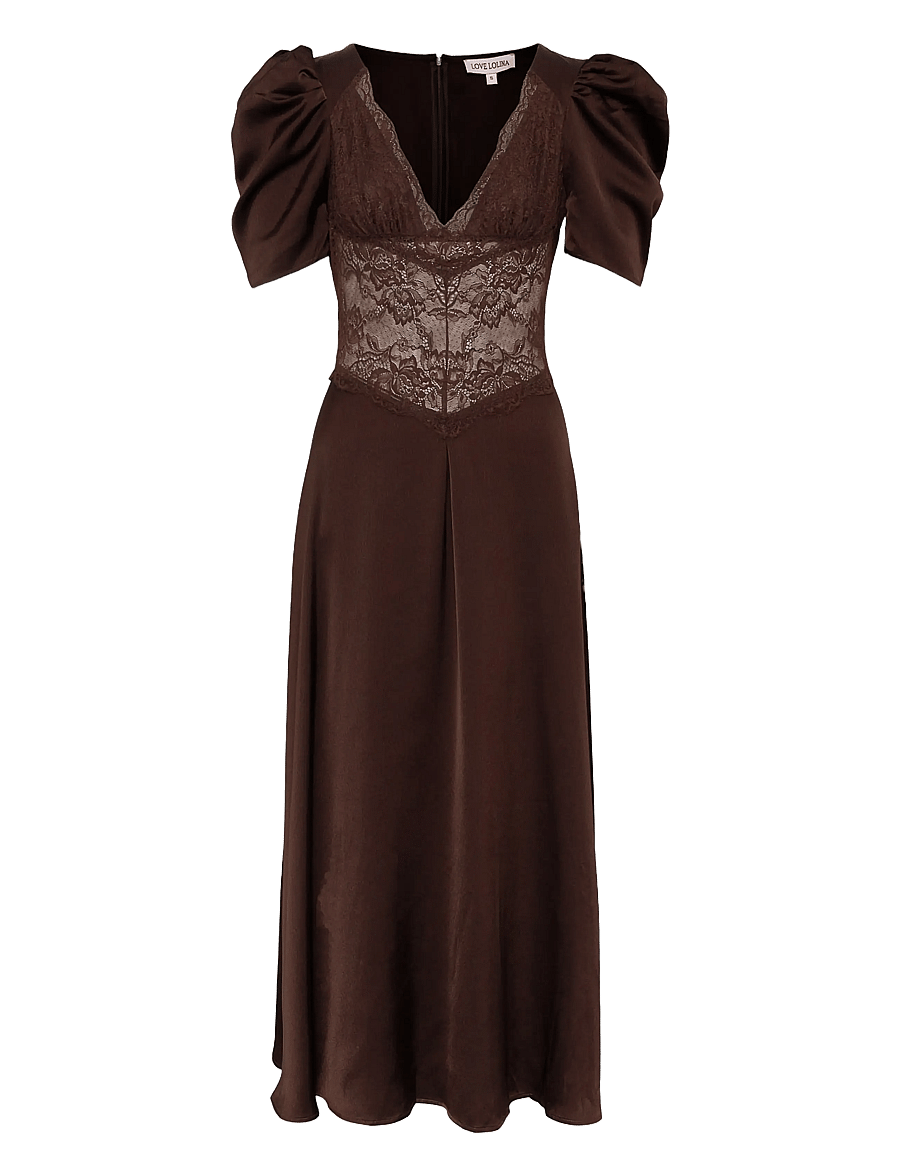 Love Lolina - Francis Lace Midi Dress - blondekjoler - espresso - 1