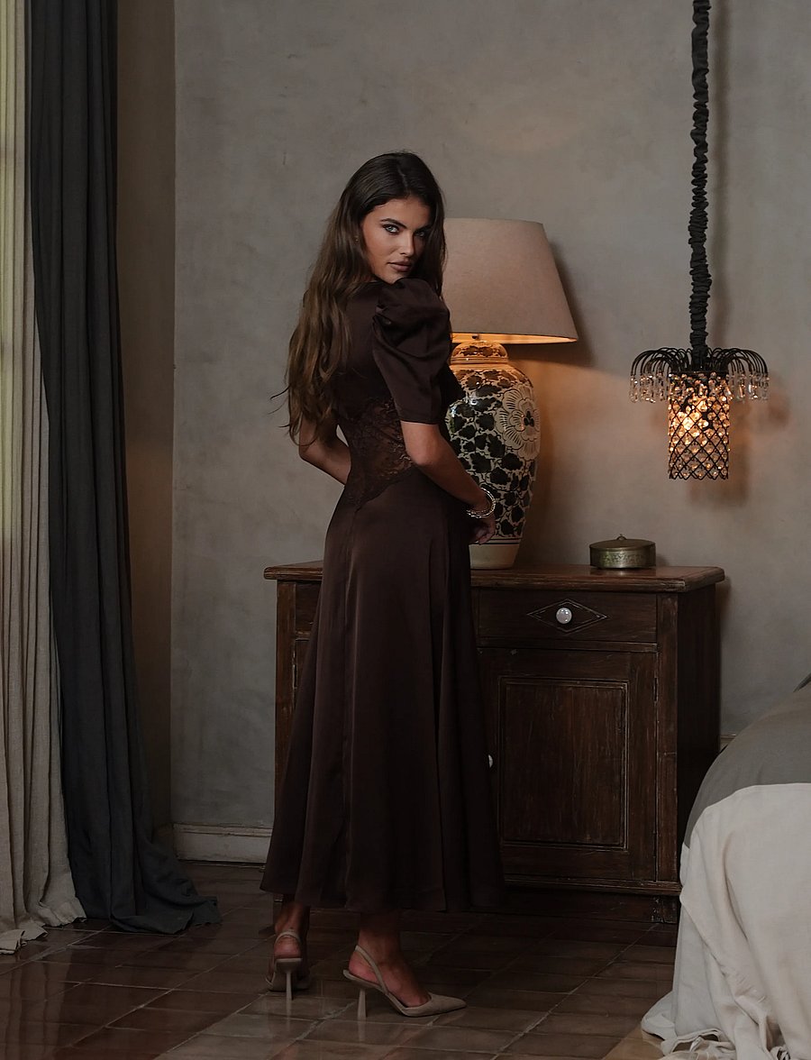 Love Lolina - Francis Lace Midi Dress - blondekjoler - espresso - 3