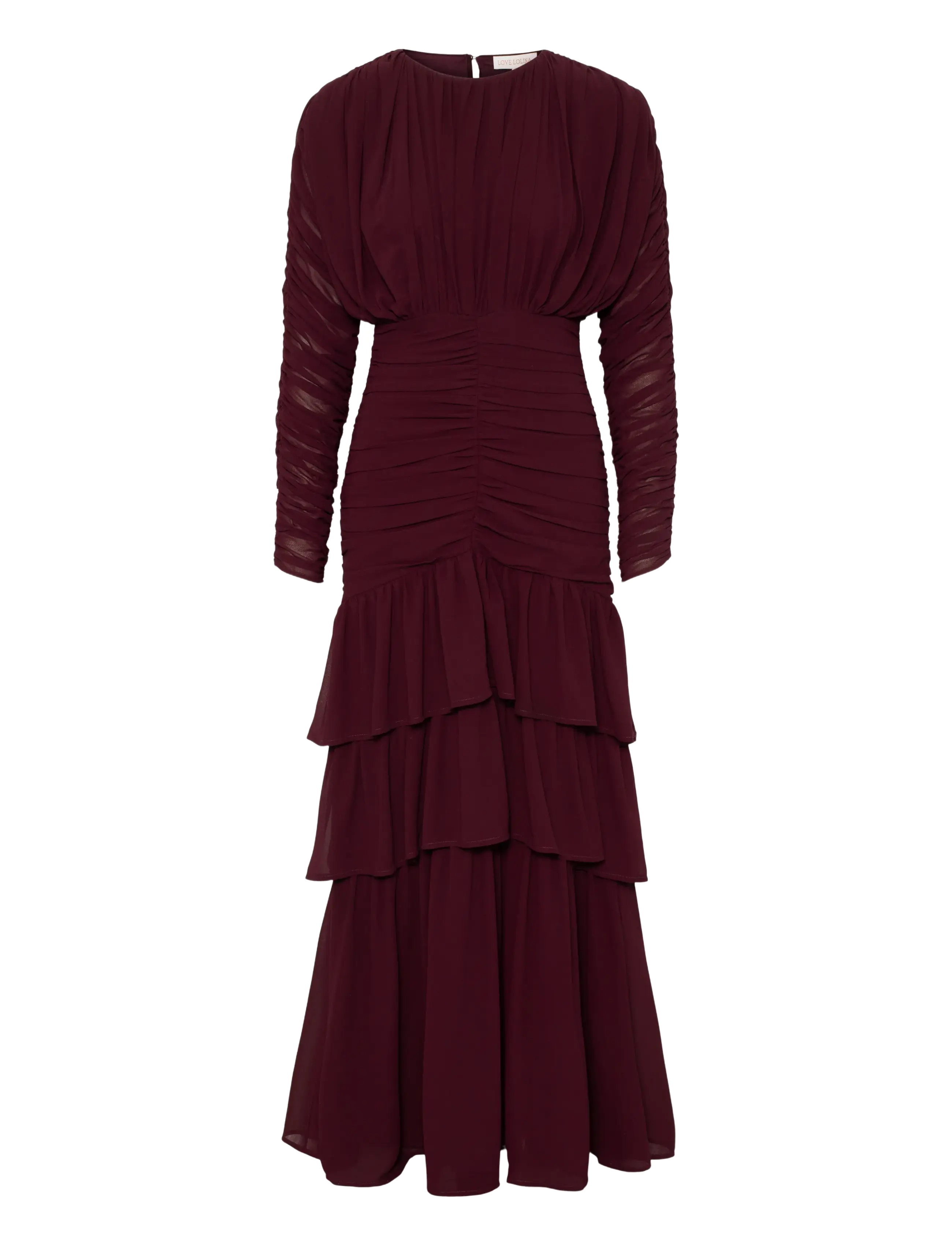 Love Lolina - Jessie Long Sleeve Maxi dress - evening dresses - burgundy - 1